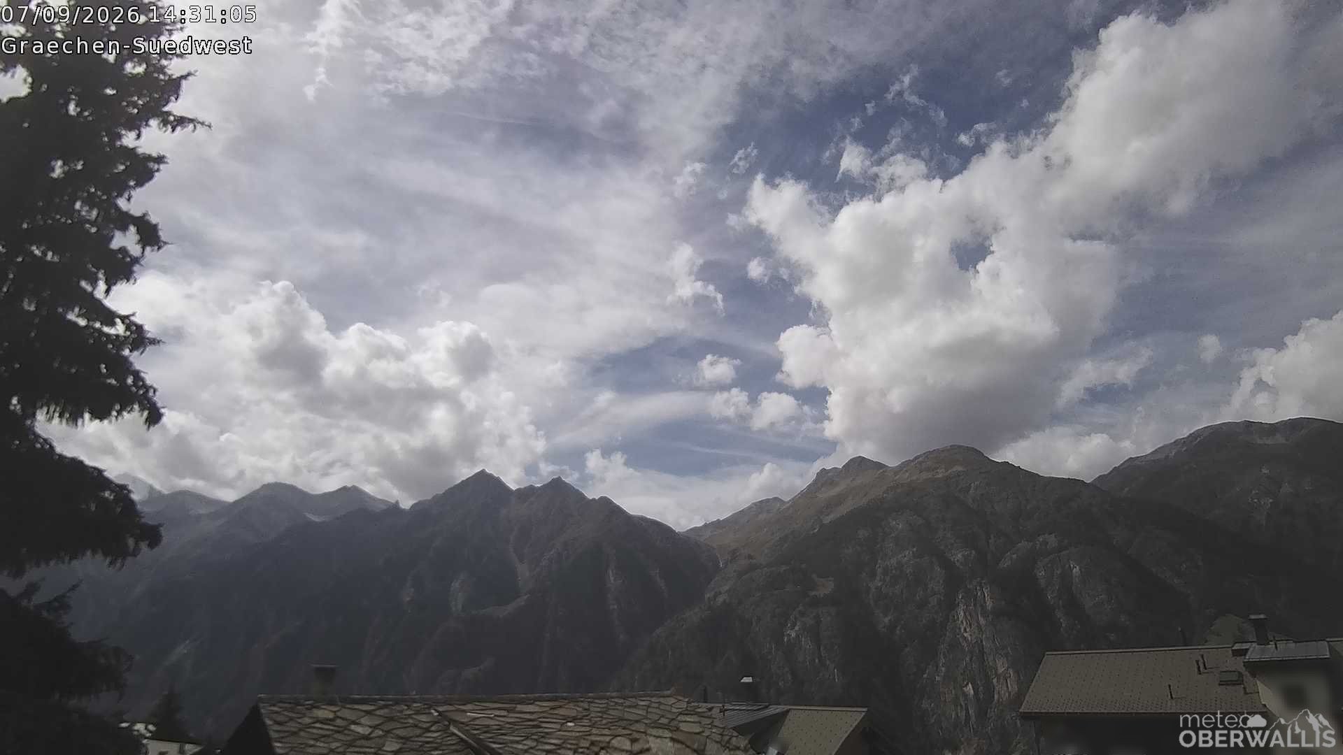 Archiv Foto Webcam Grächen - Blick nach Süd-West