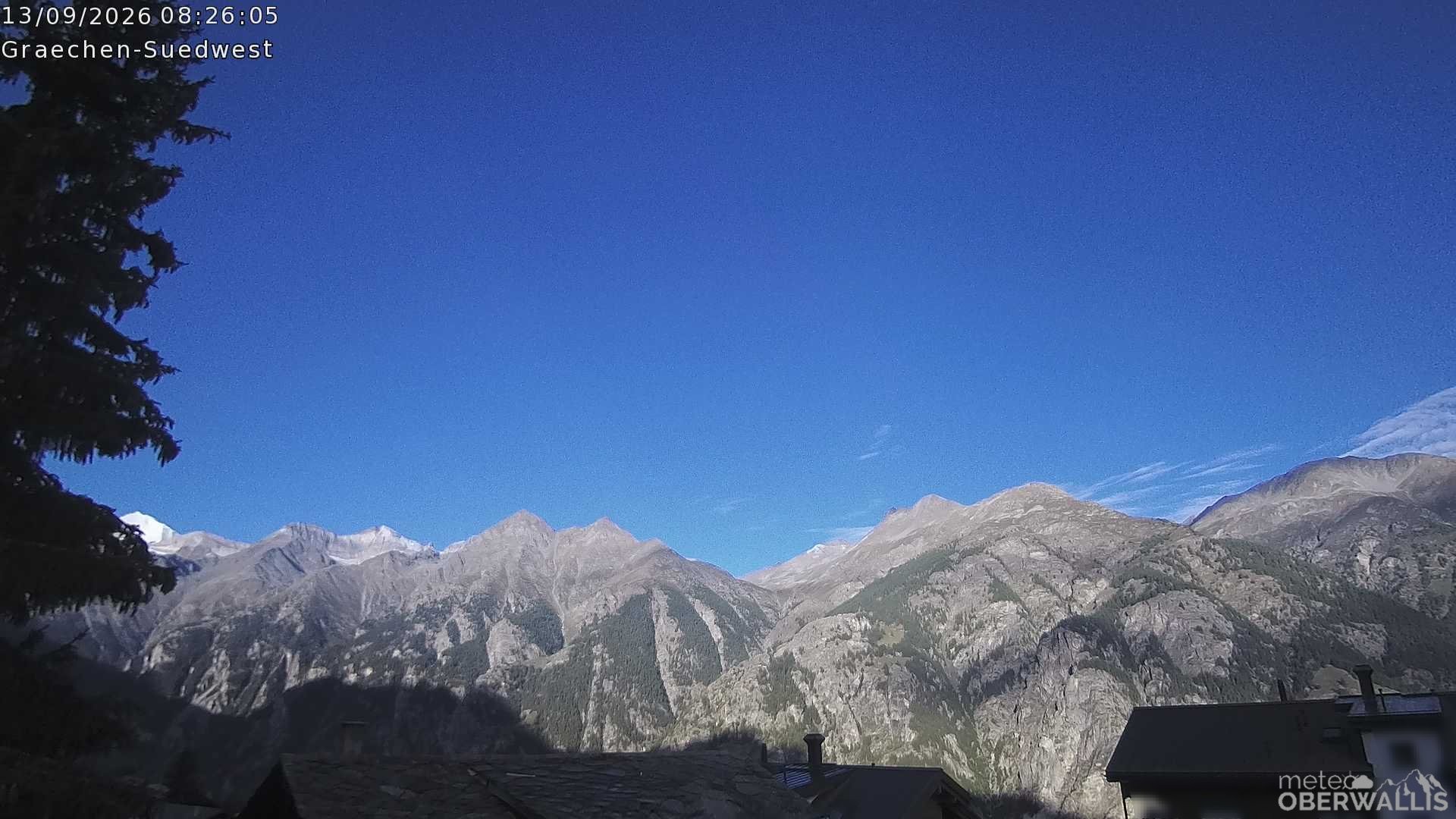 Archiv Foto Webcam Grächen - Blick nach Süd-West
