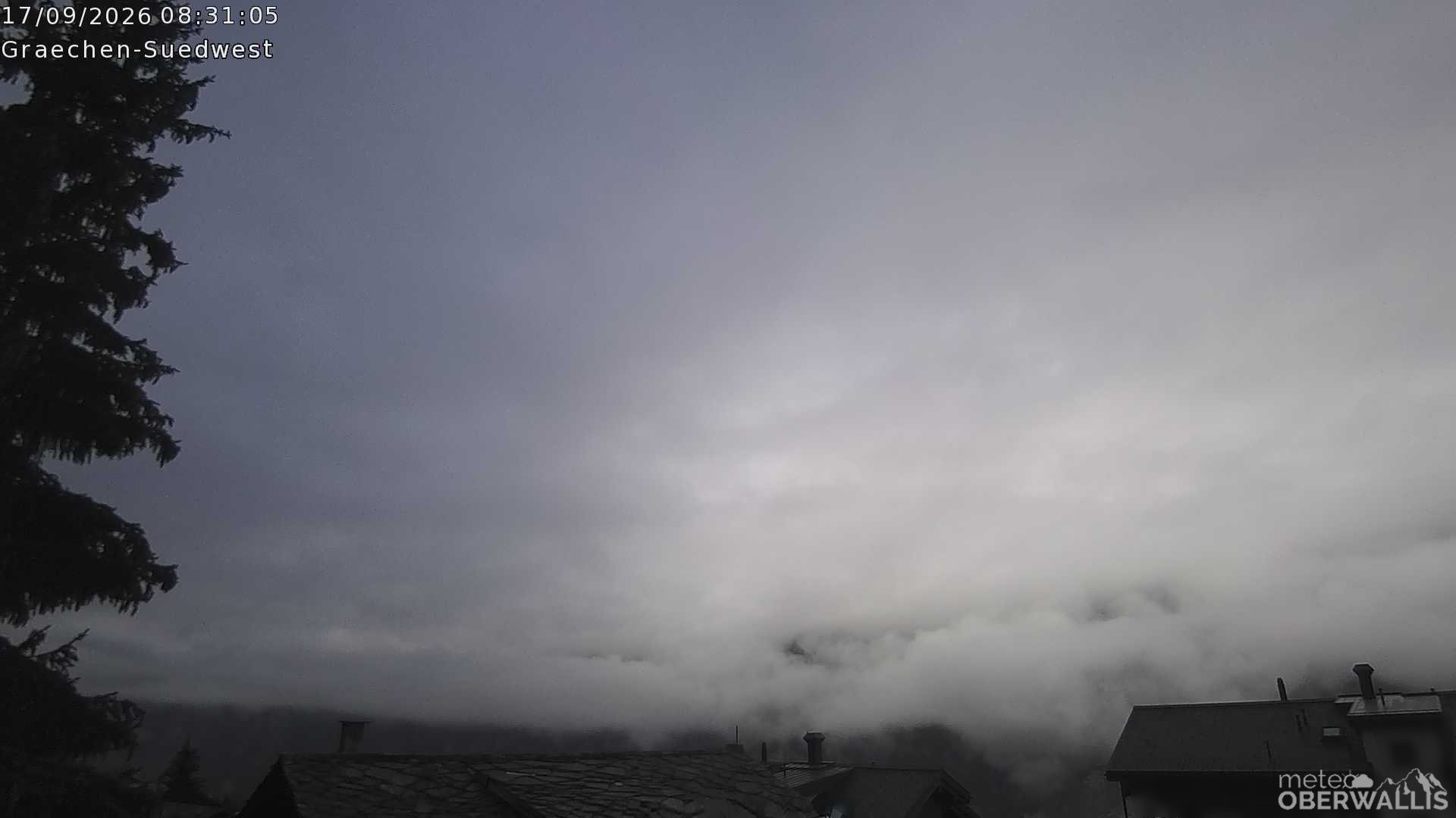 Archived image Webcam Grächen - South-West: Weisshorn