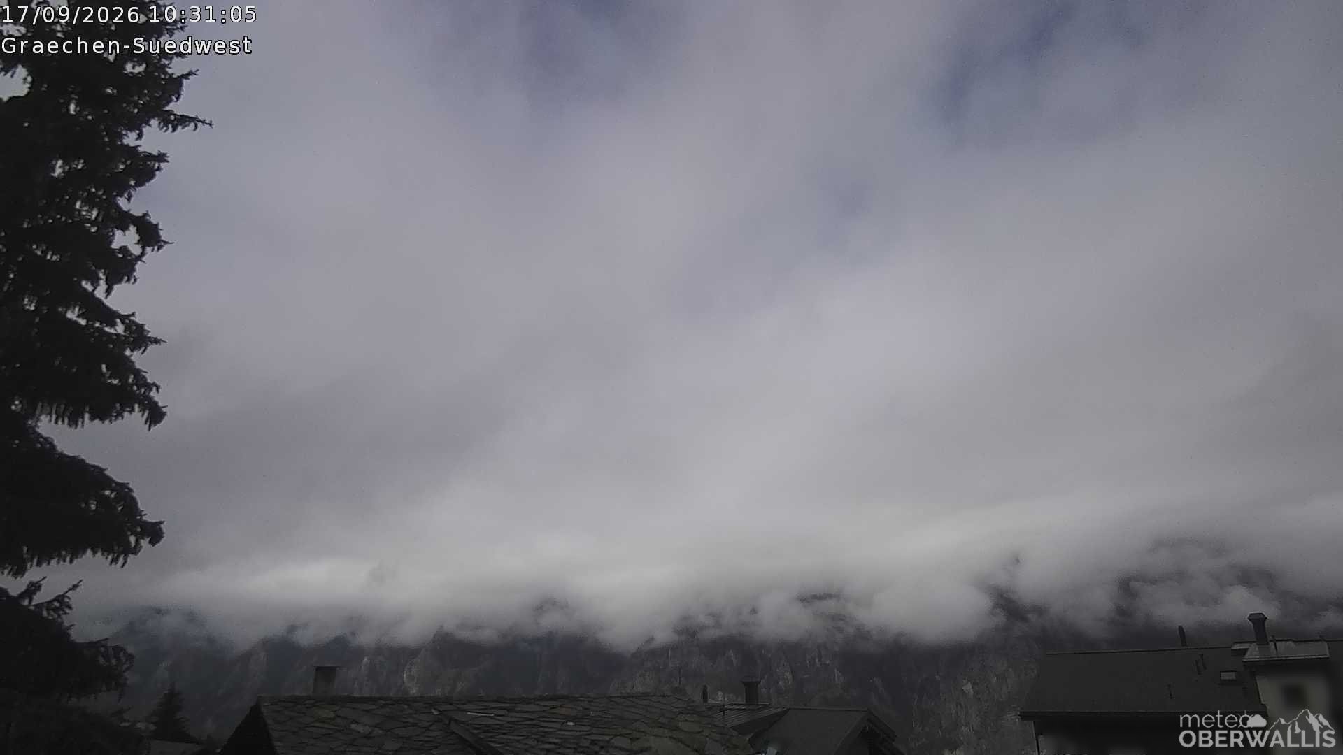 Archived image Webcam Grächen - South-West: Weisshorn