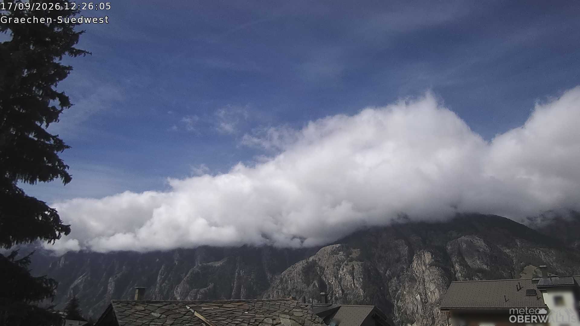 Archived image Webcam Grächen - South-West: Weisshorn