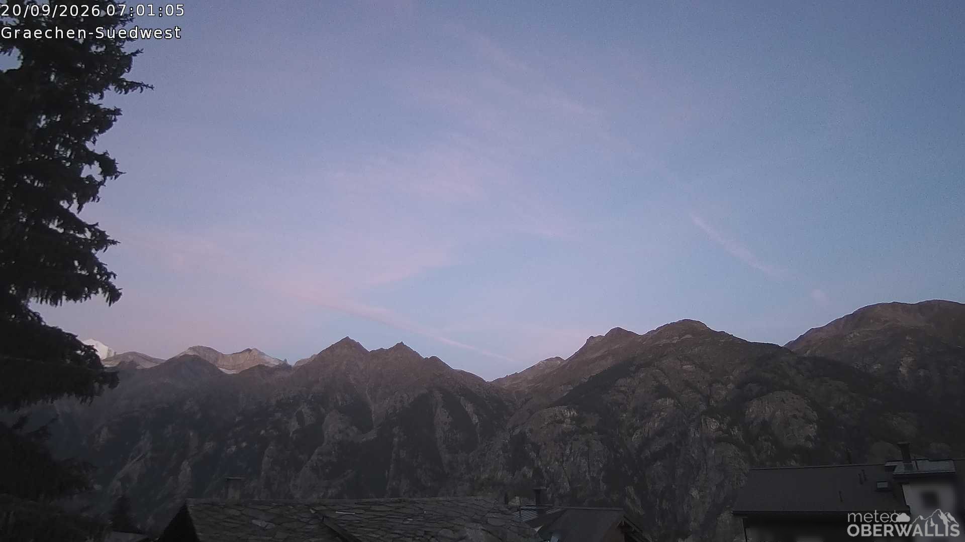 Archived image Webcam Grächen - South-West: Weisshorn