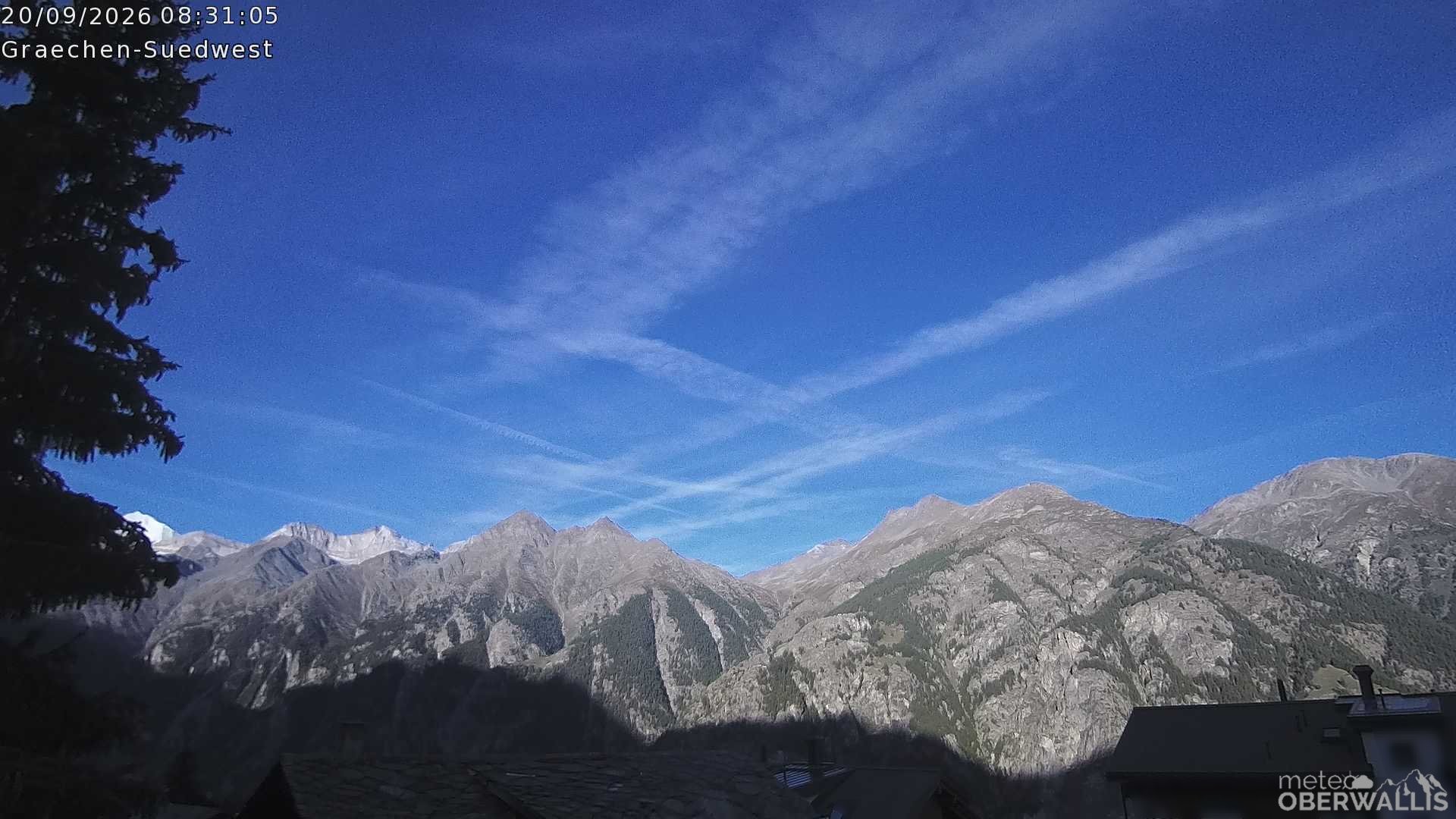 Archived image Webcam Grächen - South-West: Weisshorn