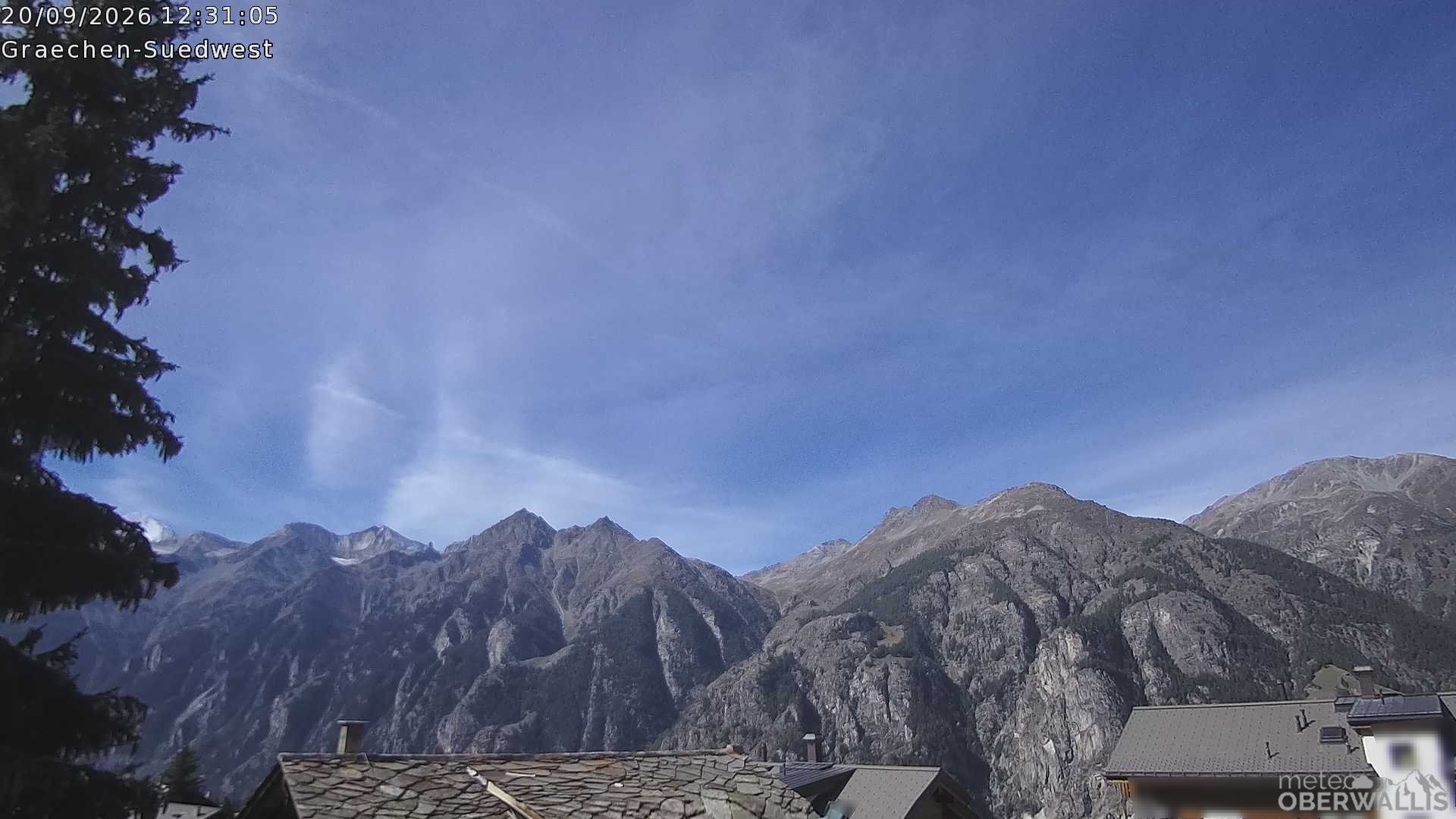 Archived image Webcam Grächen - South-West: Weisshorn