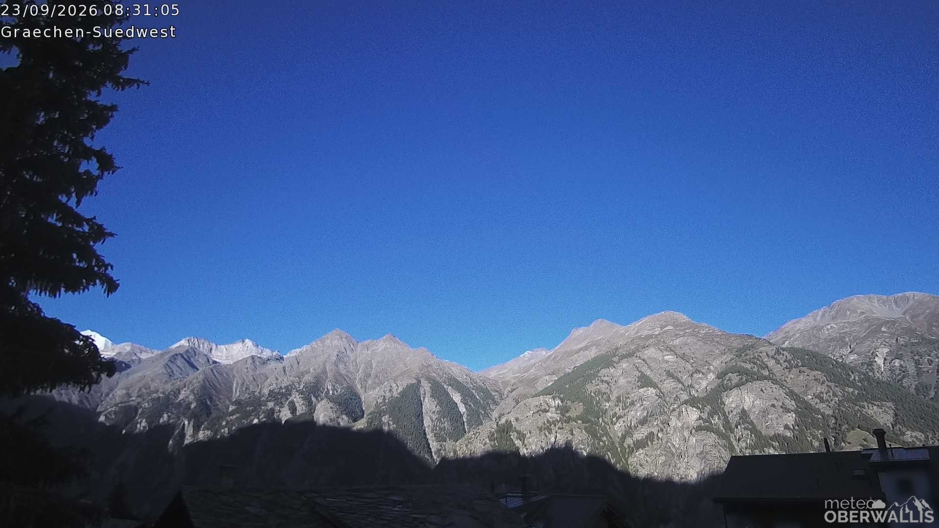 Archiv Foto Webcam Grächen - Blick nach Süd-West