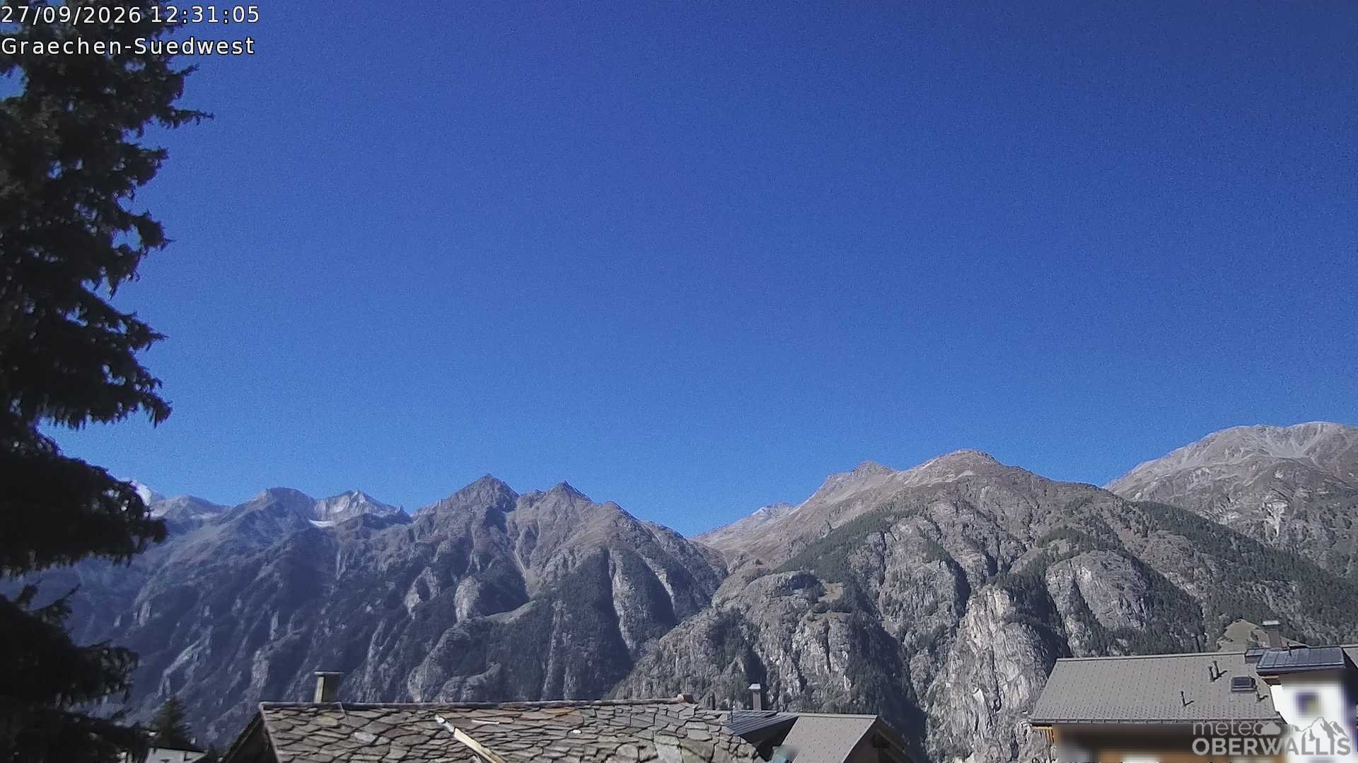 Archived image Webcam Grächen - South-West: Weisshorn