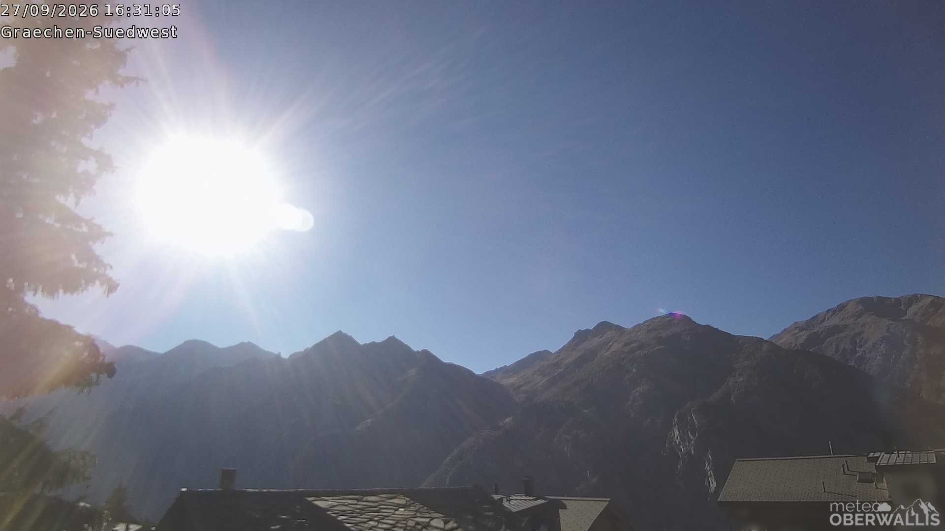 Archived image Webcam Grächen - South-West: Weisshorn