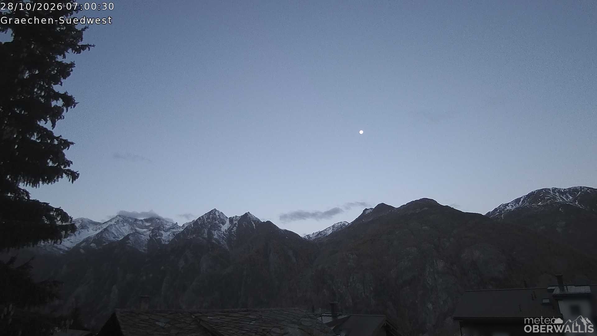 Archived image Webcam Grächen - South-West: Weisshorn
