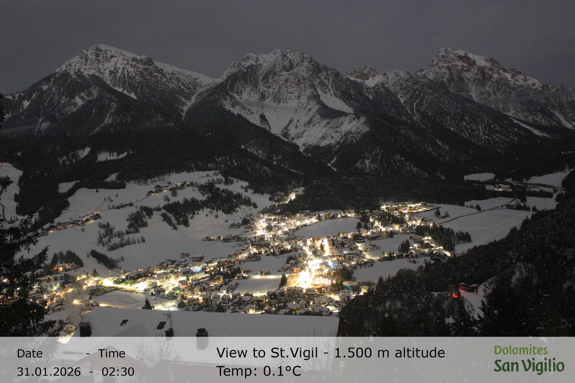Archiv Foto Webcam Sicht auf St. Vigil in Enneberg im Südtiroler Pustertal (1.500 m)