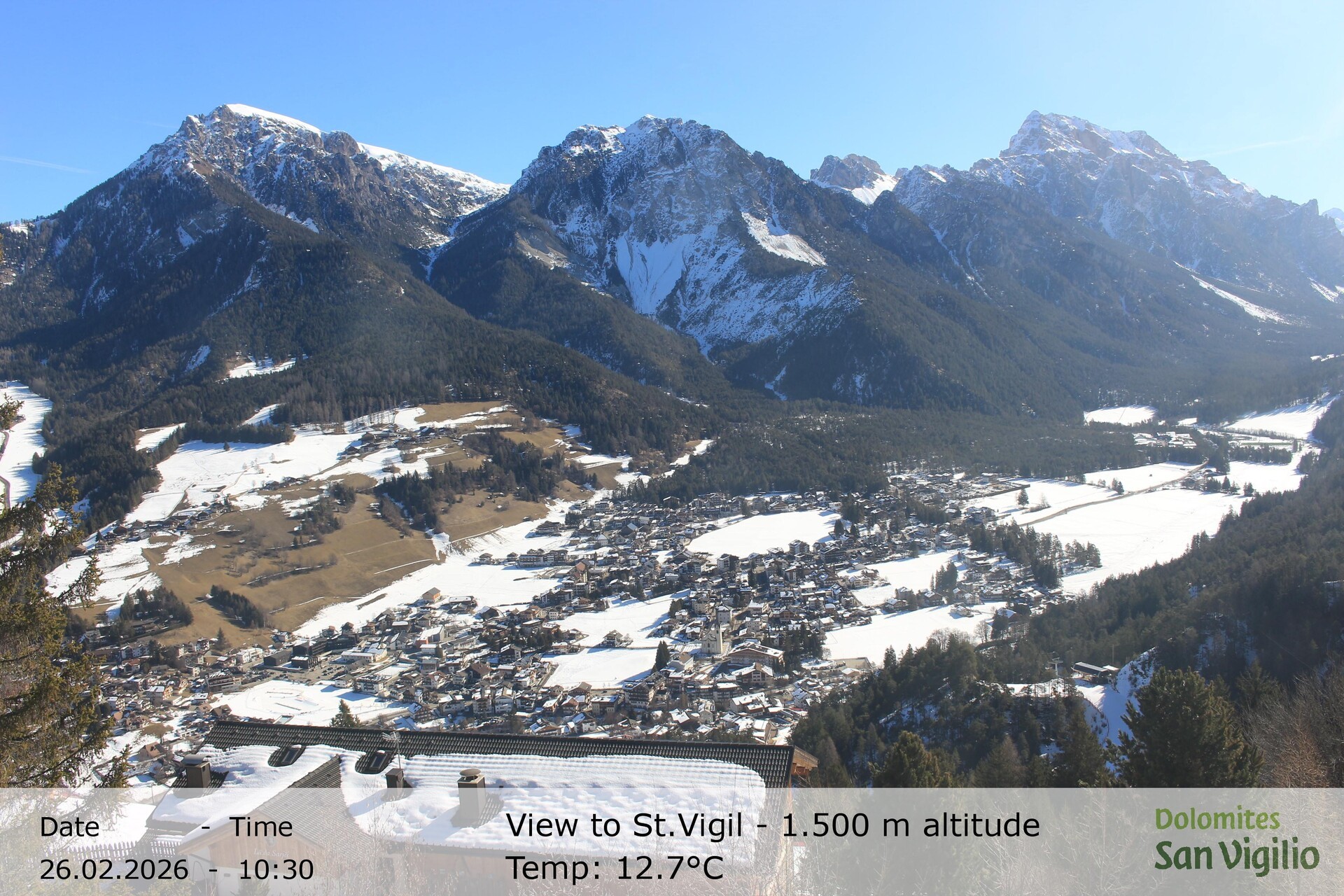 Archived image Webcam San Vigilio in South Tyrol at 1.500 m