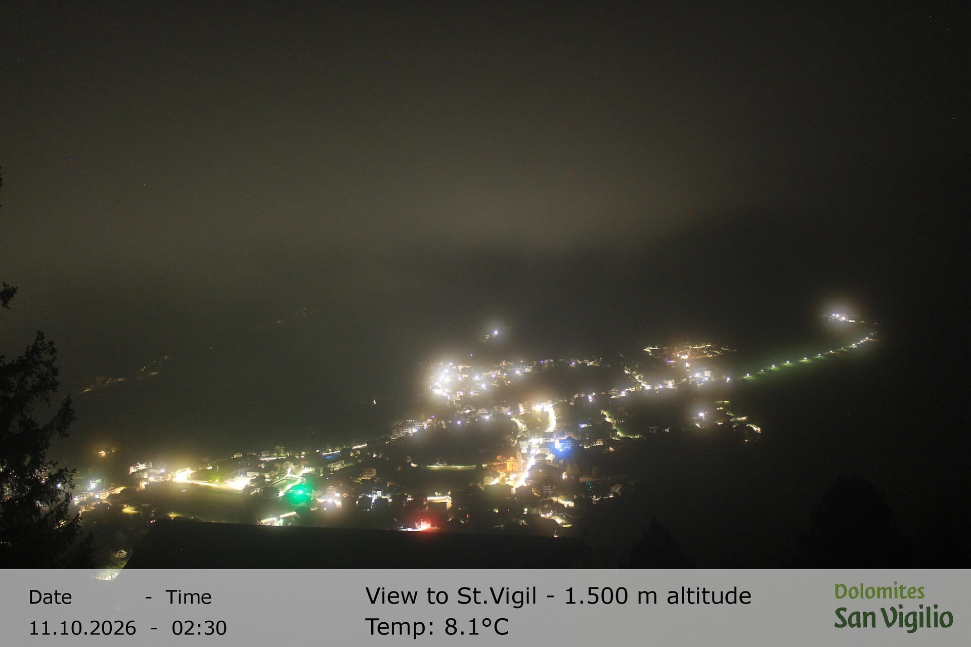 Archiv Foto Webcam Sicht auf St. Vigil in Enneberg im Südtiroler Pustertal (1.500 m)