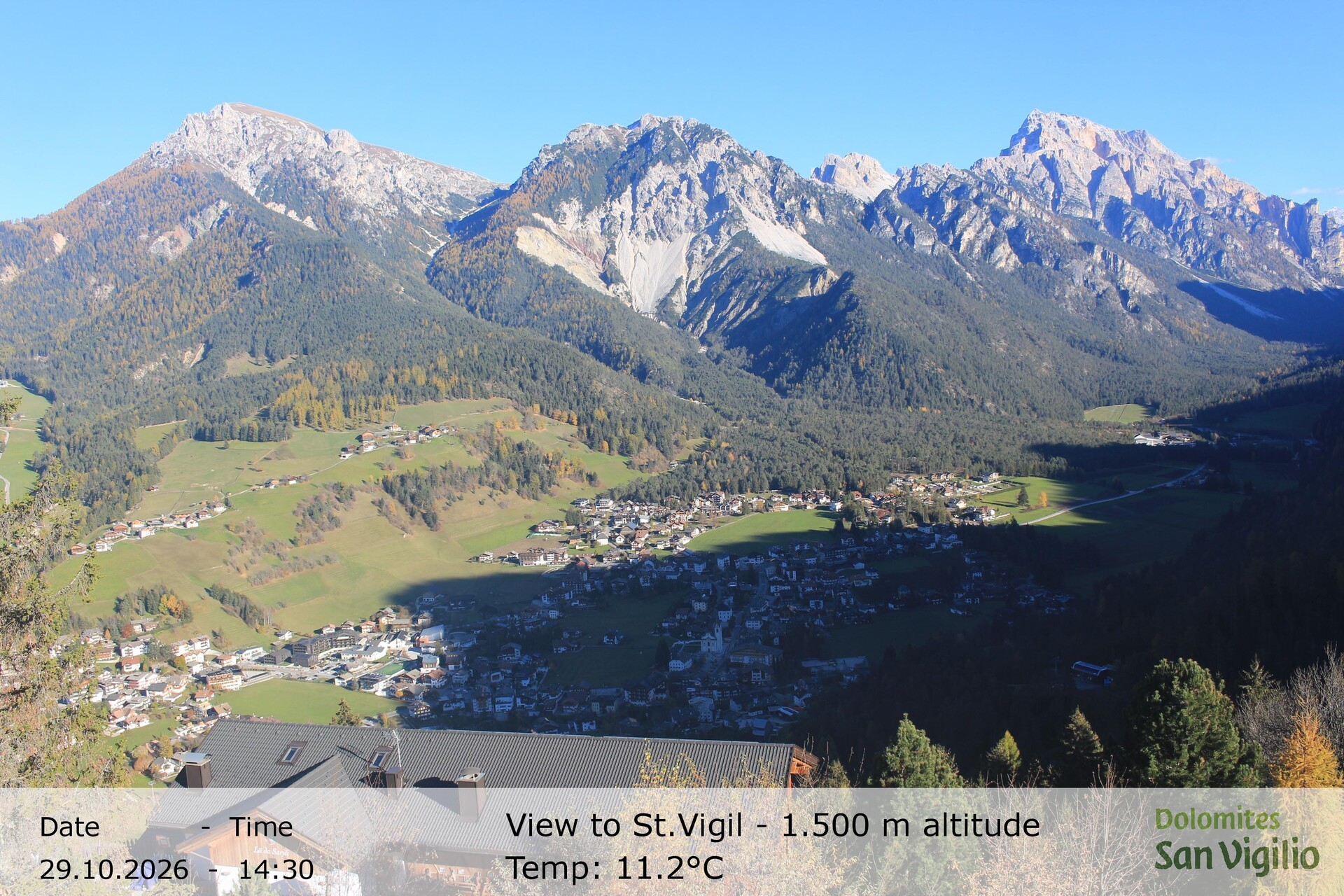 Archived image Webcam San Vigilio in South Tyrol at 1.500 m