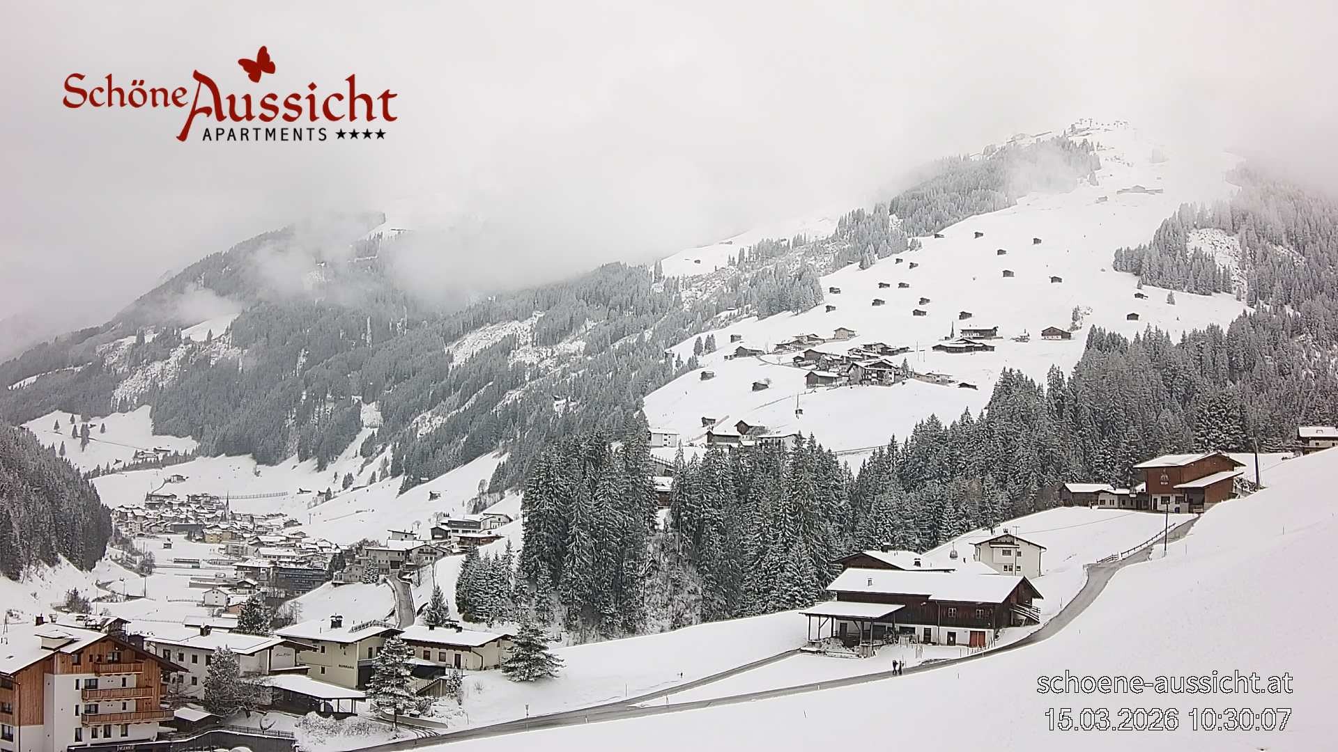 Archiv Foto Webcam Tux Lanersbach - Ausblick Appartements Schöne Aussicht