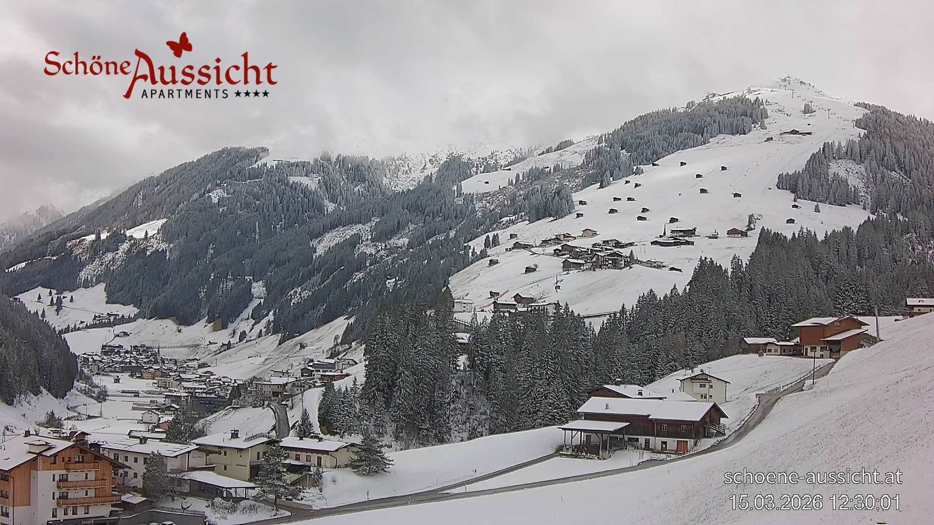 Archiv Foto Webcam Tux Lanersbach - Ausblick Appartements Schöne Aussicht