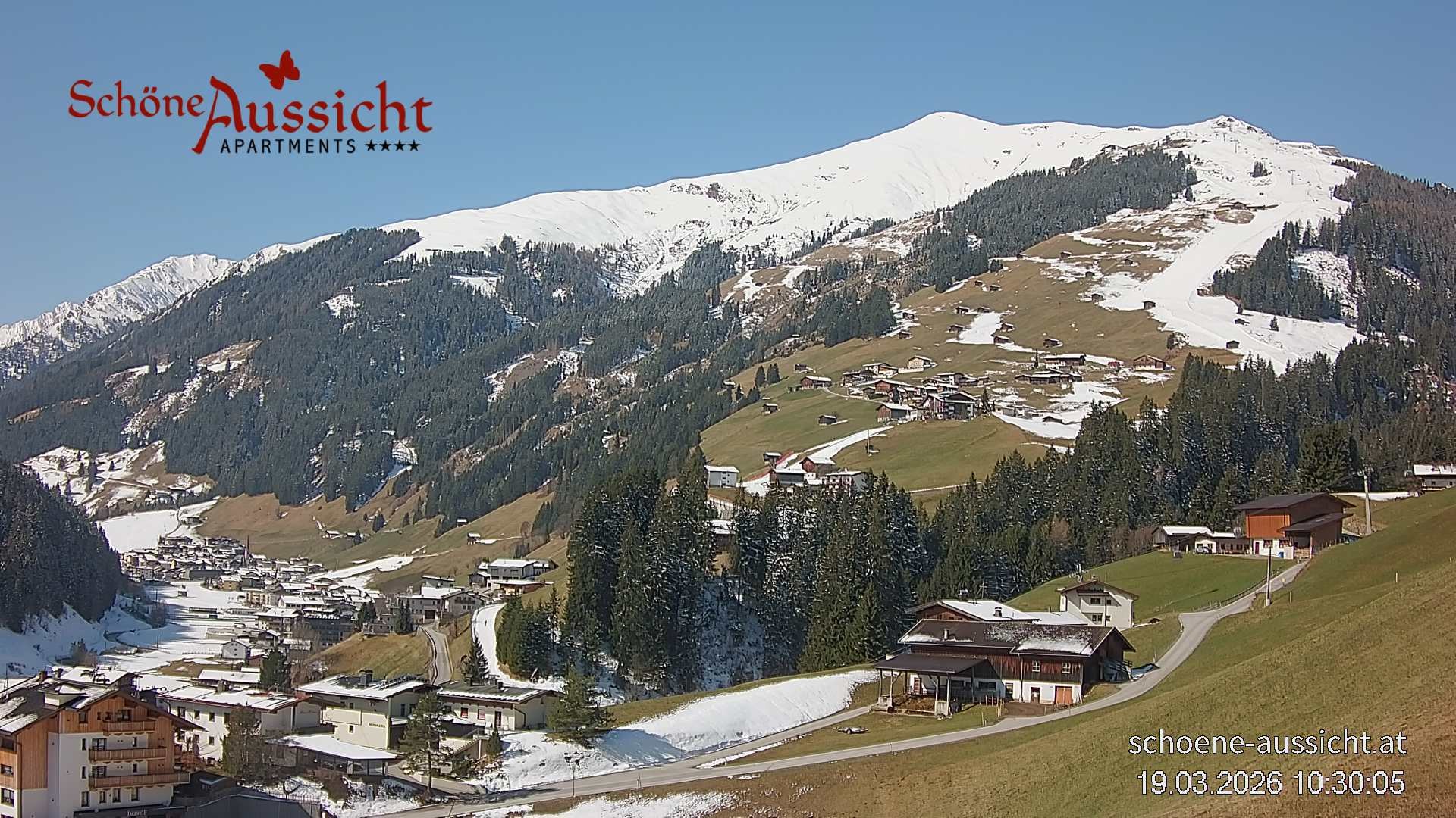 Archiv Foto Webcam Tux Lanersbach - Ausblick Appartements Schöne Aussicht