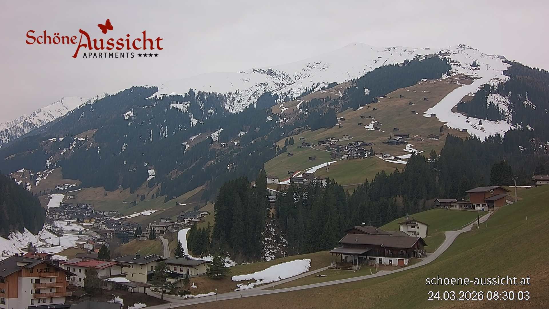 Archiv Foto Webcam Tux Lanersbach - Ausblick Appartements Schöne Aussicht
