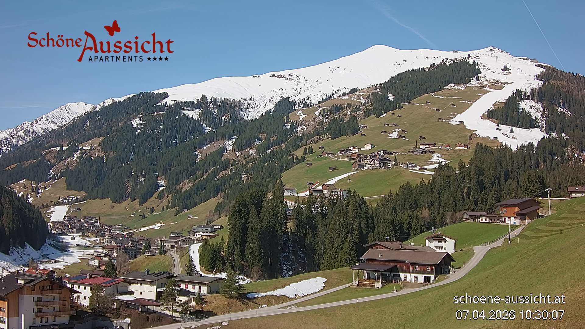 Archiv Foto Webcam Tux Lanersbach - Ausblick Appartements Schöne Aussicht