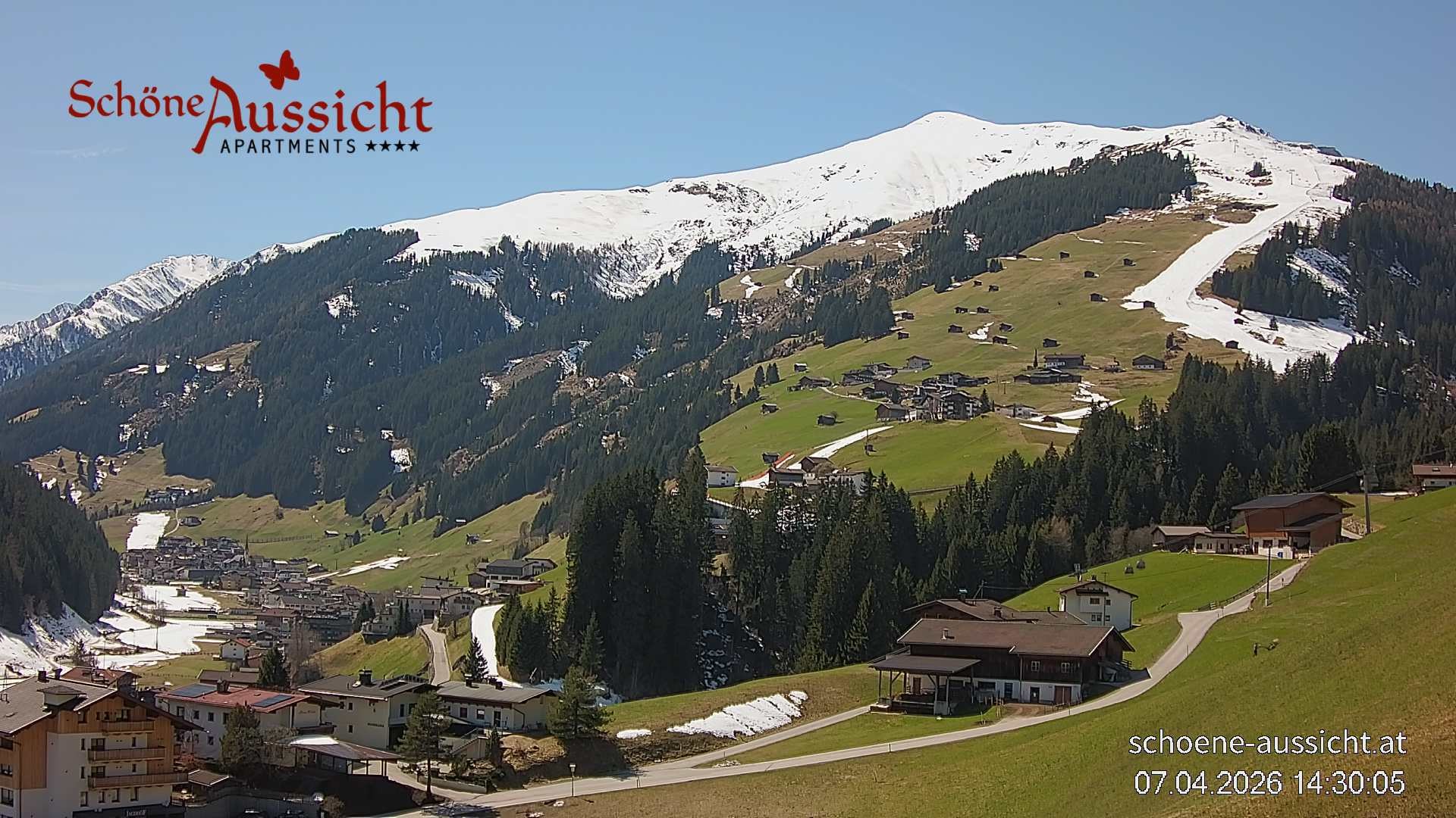 Archiv Foto Webcam Tux Lanersbach - Ausblick Appartements Schöne Aussicht