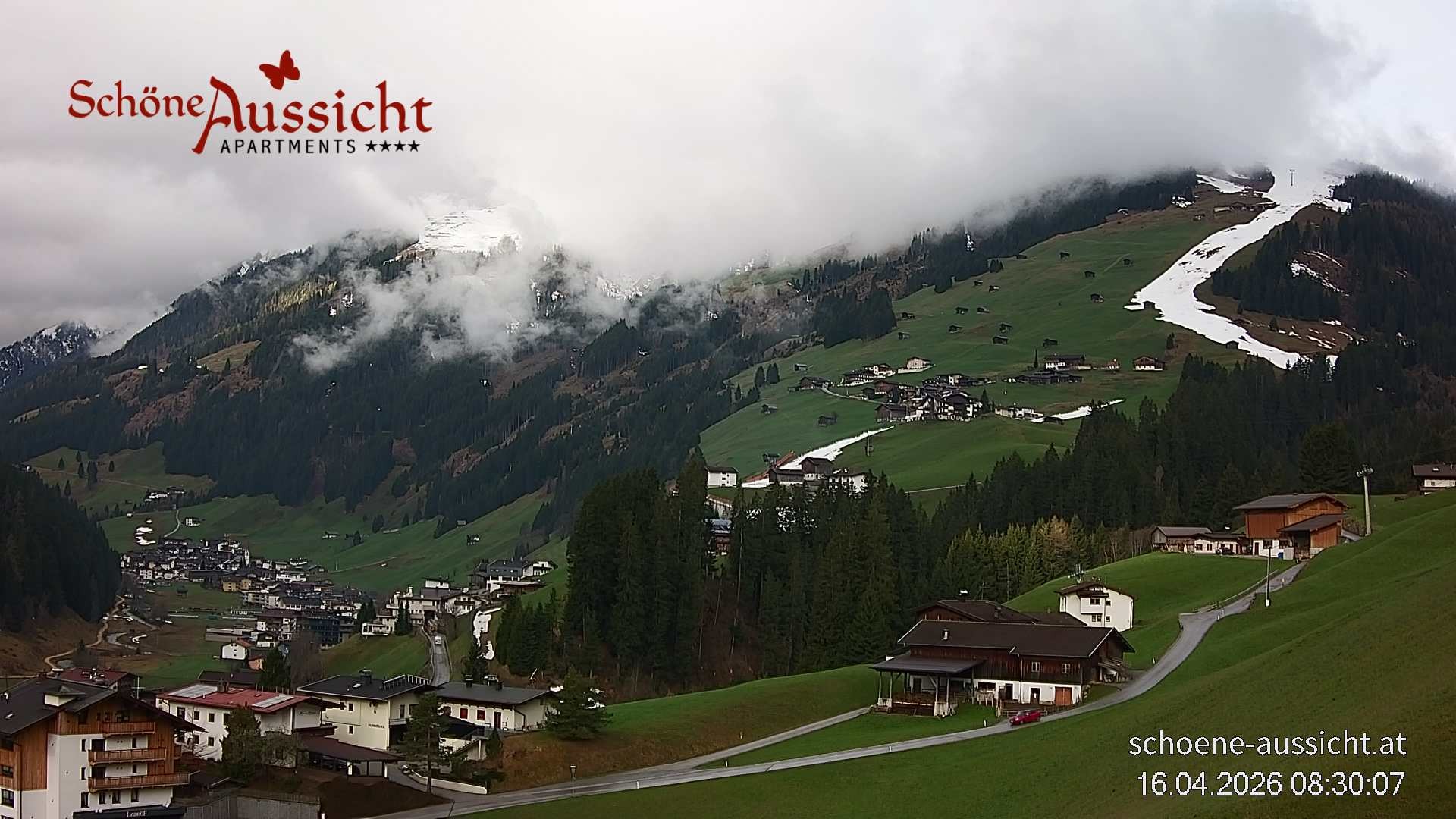 Archiv Foto Webcam Tux Lanersbach - Ausblick Appartements Schöne Aussicht