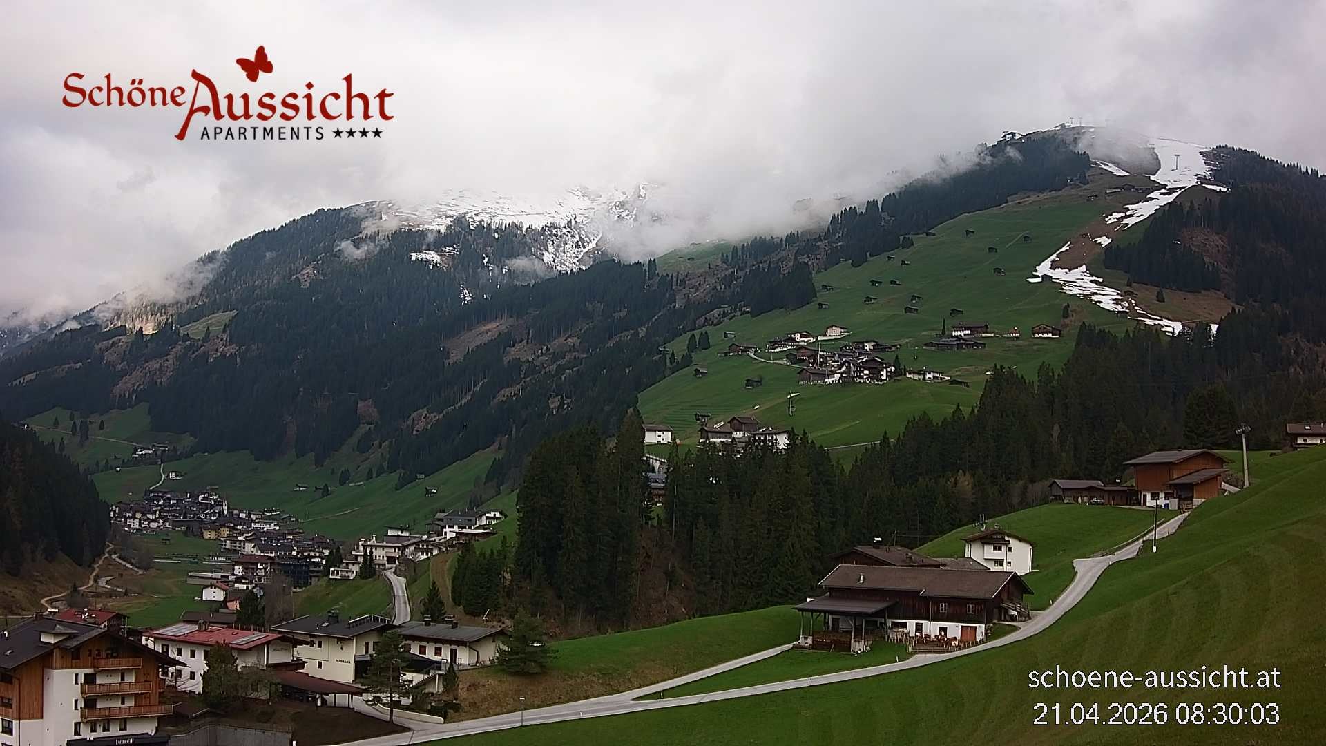 Archiv Foto Webcam Tux Lanersbach - Ausblick Appartements Schöne Aussicht