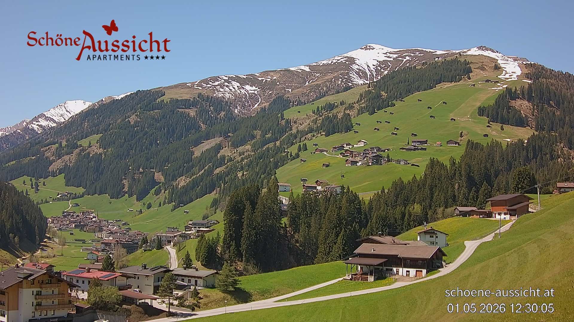 Archiv Foto Webcam Tux Lanersbach - Ausblick Appartements Schöne Aussicht