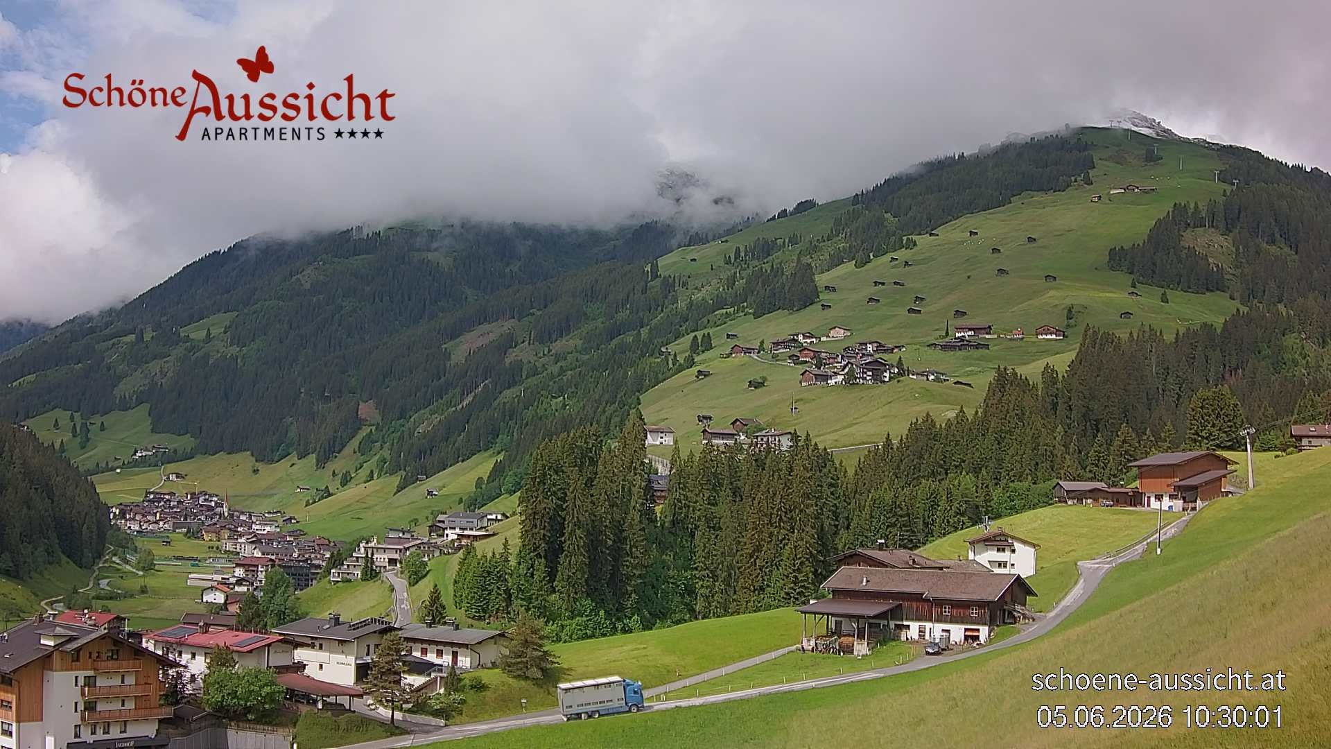 Archiv Foto Webcam Tux Lanersbach - Ausblick Appartements Schöne Aussicht