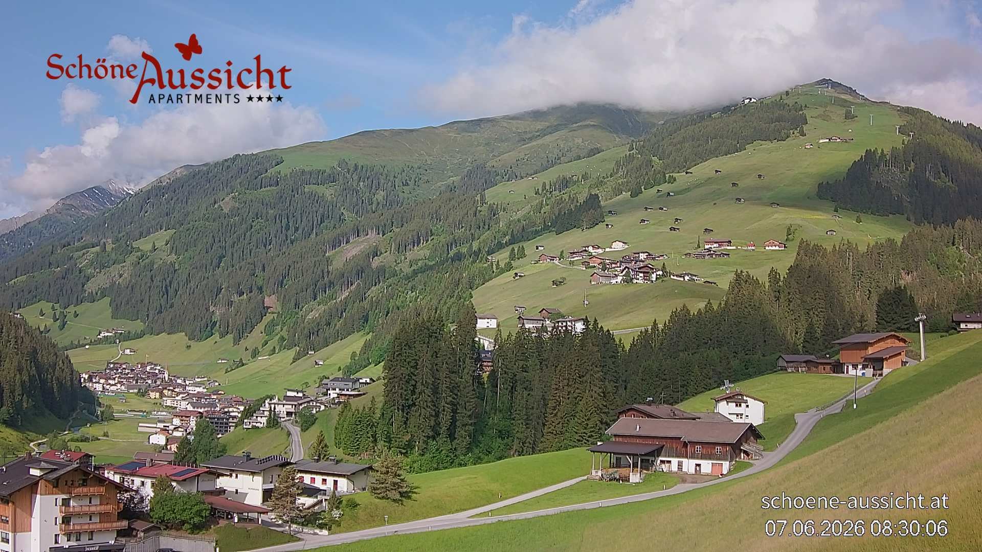 Archiv Foto Webcam Tux Lanersbach - Ausblick Appartements Schöne Aussicht