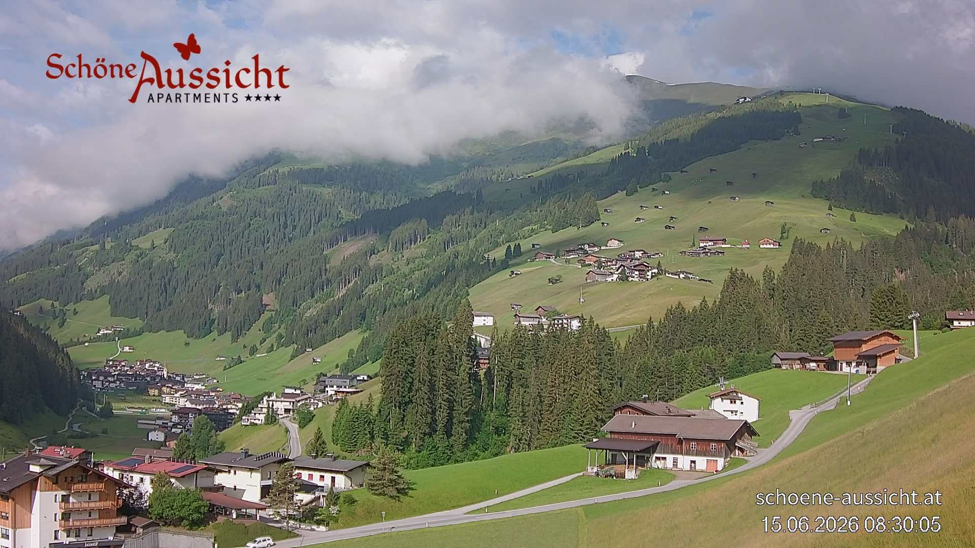 Archiv Foto Webcam Tux Lanersbach - Ausblick Appartements Schöne Aussicht