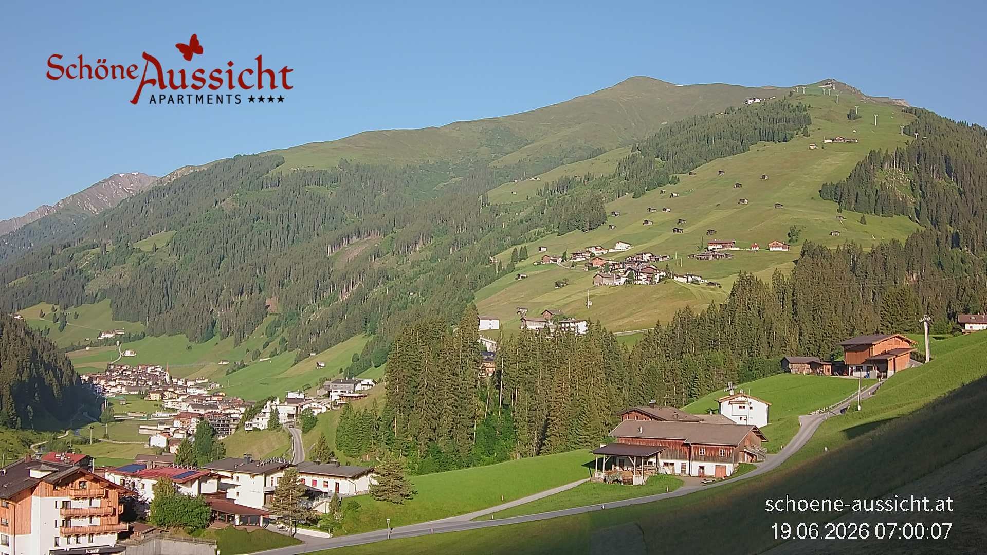 Archiv Foto Webcam Tux Lanersbach - Ausblick Appartements Schöne Aussicht