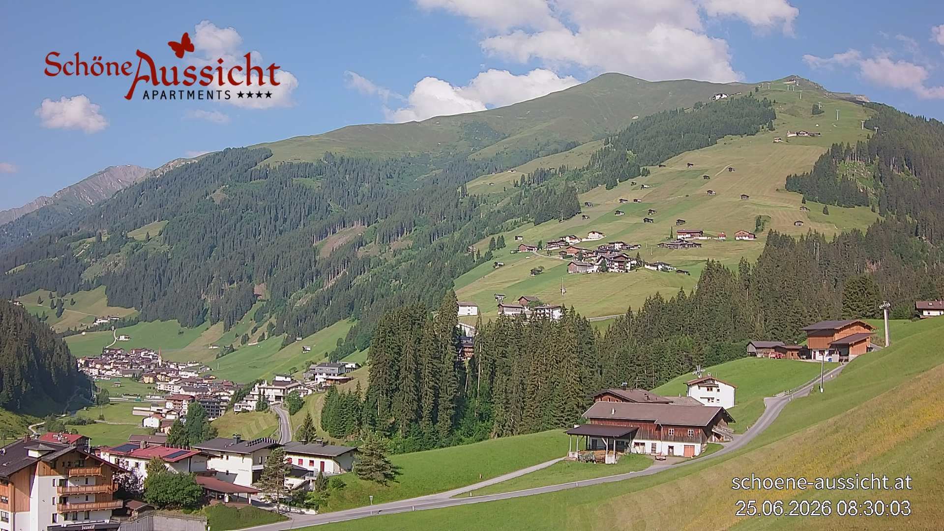Archiv Foto Webcam Tux Lanersbach - Ausblick Appartements Schöne Aussicht