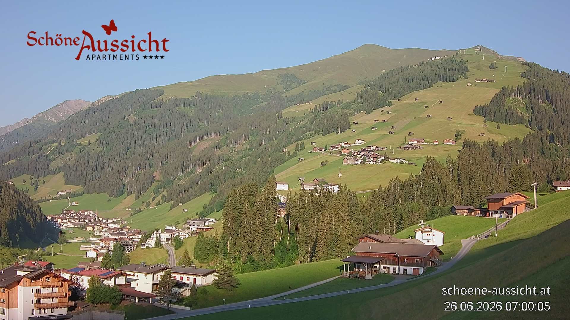 Archiv Foto Webcam Tux Lanersbach - Ausblick Appartements Schöne Aussicht