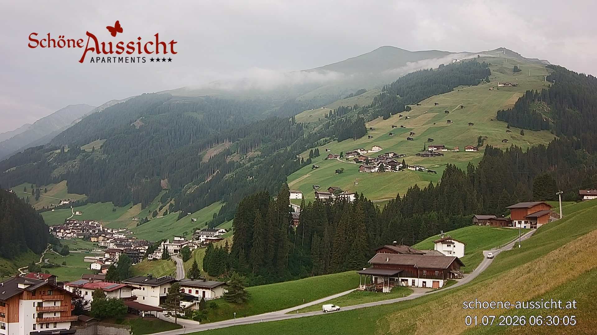 Archiv Foto Webcam Tux Lanersbach - Ausblick Appartements Schöne Aussicht