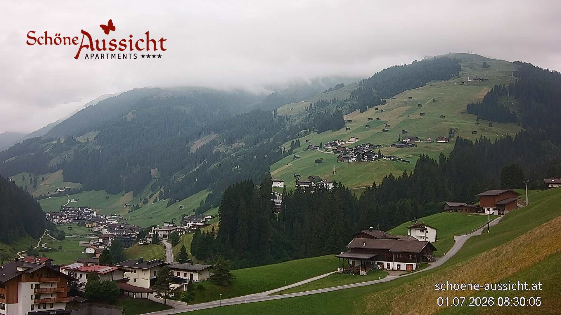 Archiv Foto Webcam Tux Lanersbach - Ausblick Appartements Schöne Aussicht