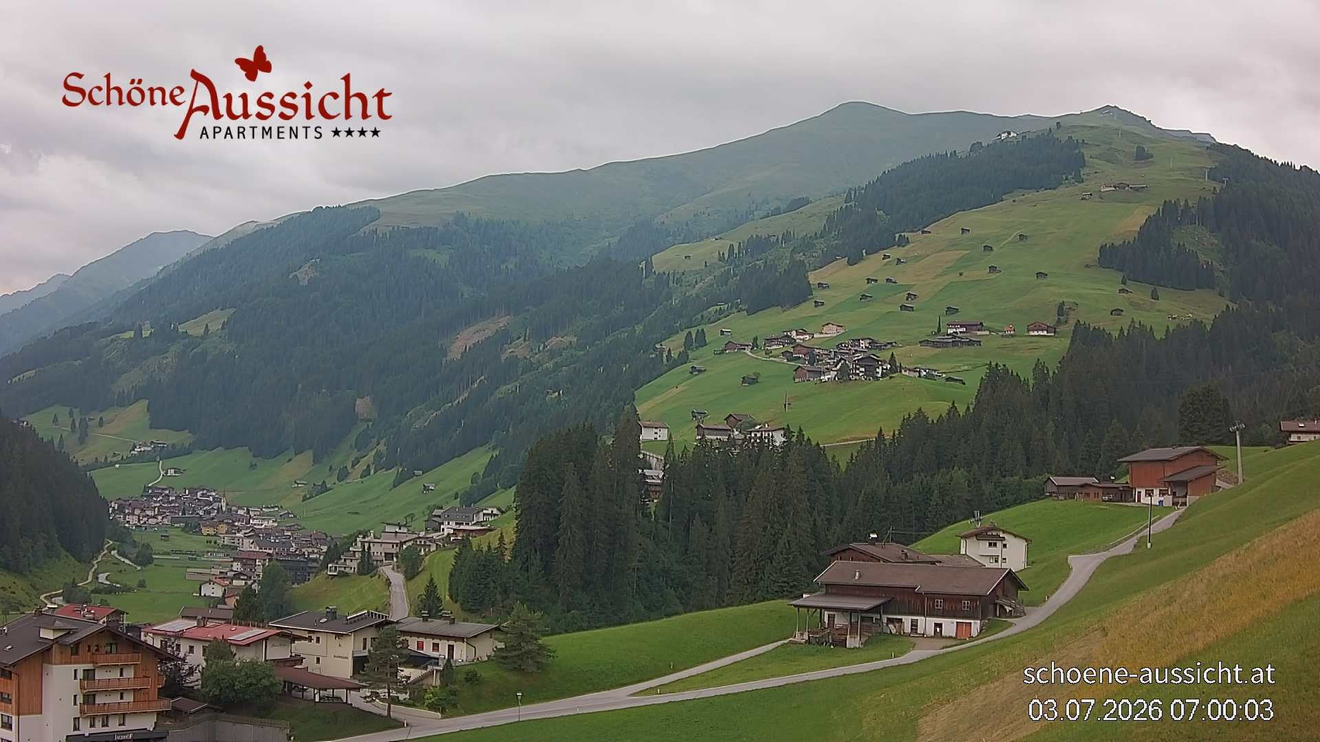 Archiv Foto Webcam Tux Lanersbach - Ausblick Appartements Schöne Aussicht