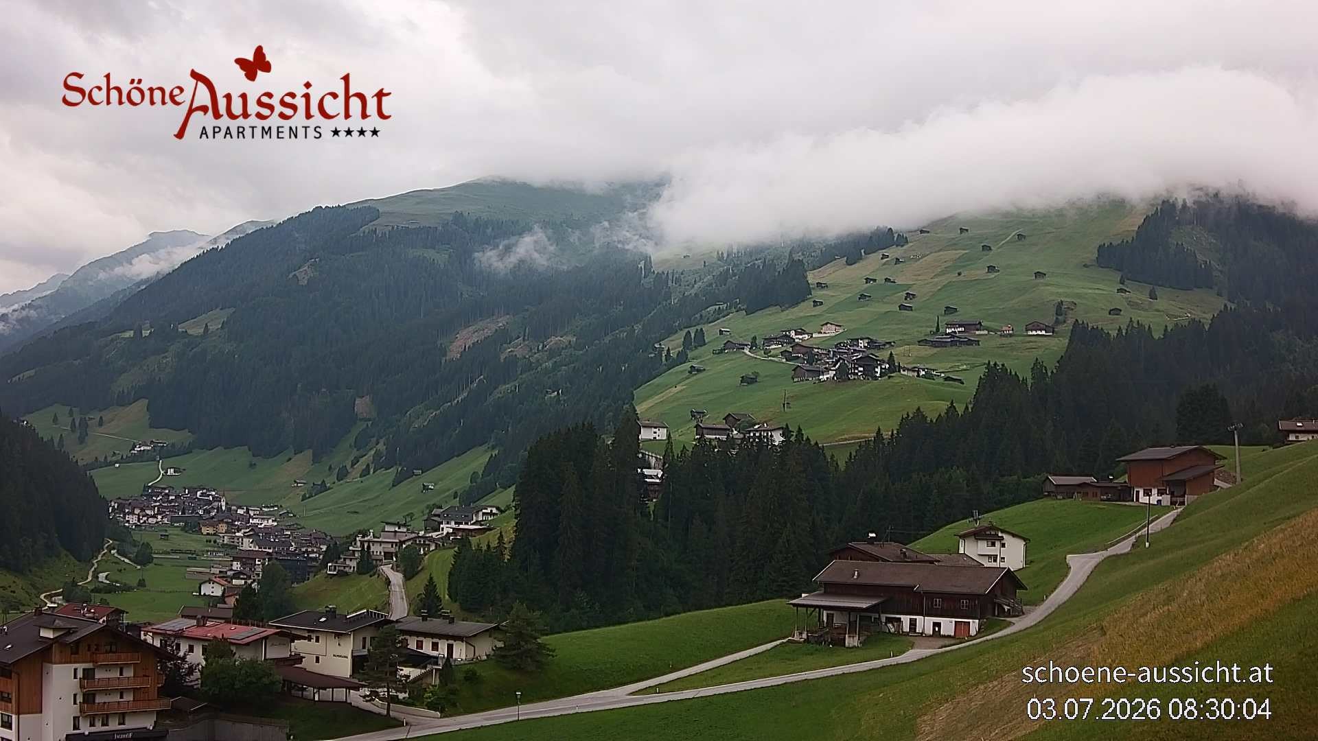 Archiv Foto Webcam Tux Lanersbach - Ausblick Appartements Schöne Aussicht