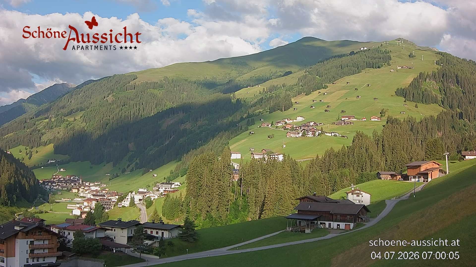 Archiv Foto Webcam Tux Lanersbach - Ausblick Appartements Schöne Aussicht
