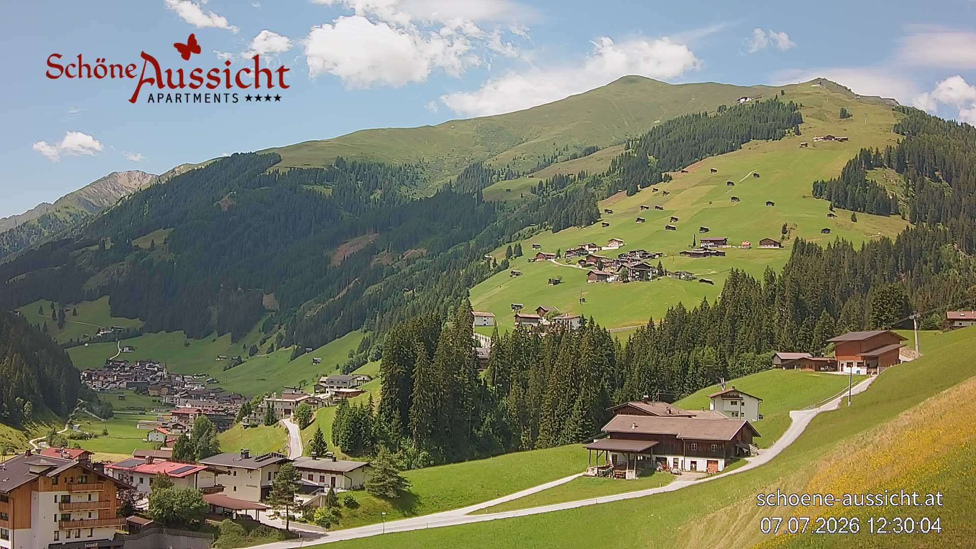 Archiv Foto Webcam Tux Lanersbach - Ausblick Appartements Schöne Aussicht