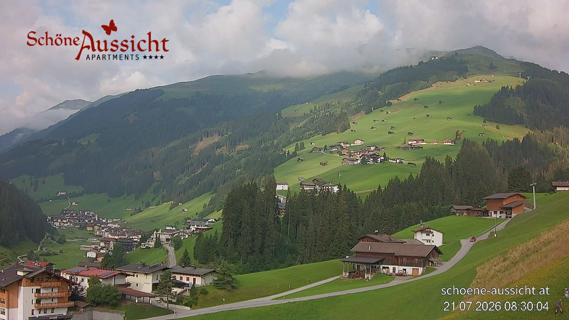Archiv Foto Webcam Tux Lanersbach - Ausblick Appartements Schöne Aussicht
