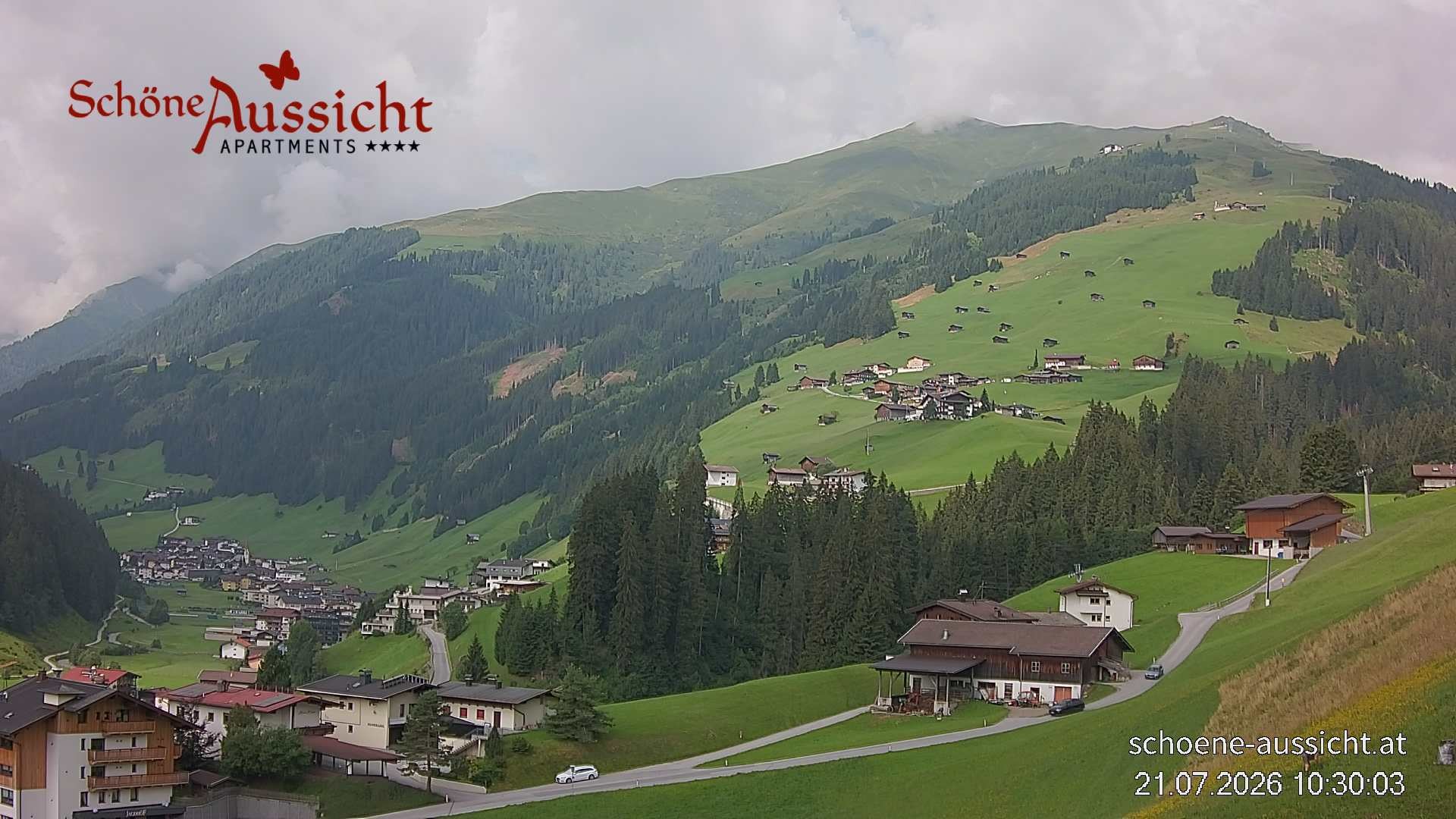 Archiv Foto Webcam Tux Lanersbach - Ausblick Appartements Schöne Aussicht