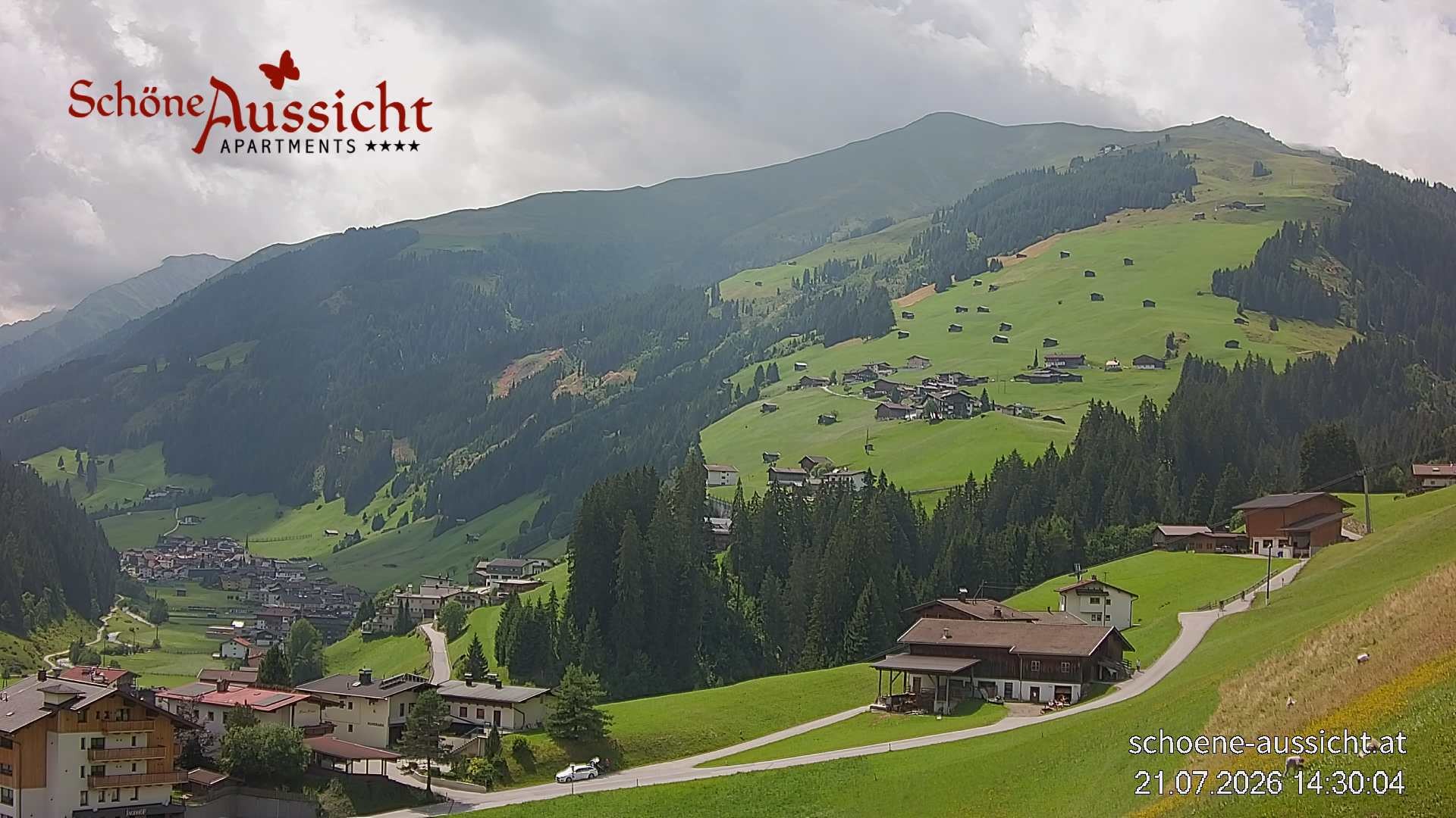 Archiv Foto Webcam Tux Lanersbach - Ausblick Appartements Schöne Aussicht