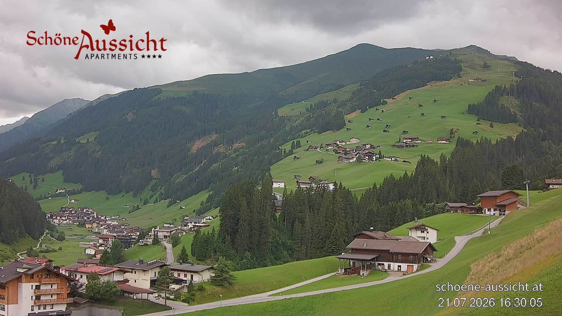 Archiv Foto Webcam Tux Lanersbach - Ausblick Appartements Schöne Aussicht