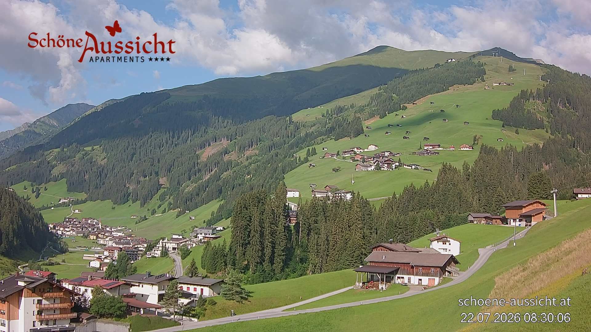 Archiv Foto Webcam Tux Lanersbach - Ausblick Appartements Schöne Aussicht