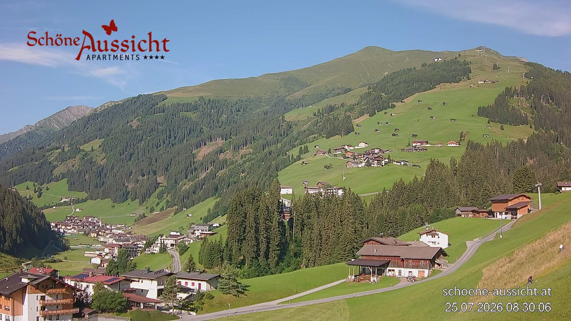 Archiv Foto Webcam Tux Lanersbach - Ausblick Appartements Schöne Aussicht