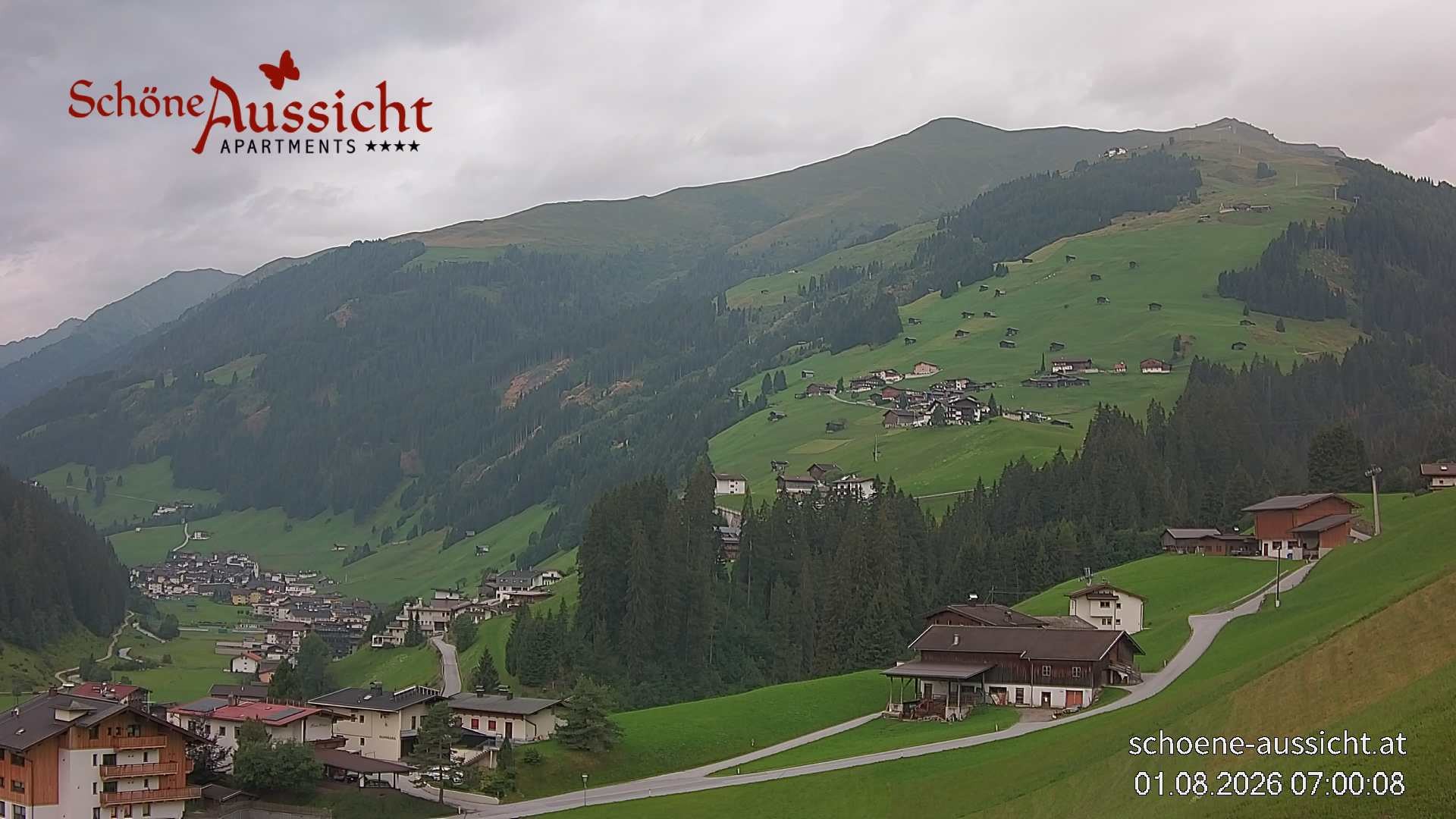 Archiv Foto Webcam Tux Lanersbach - Ausblick Appartements Schöne Aussicht