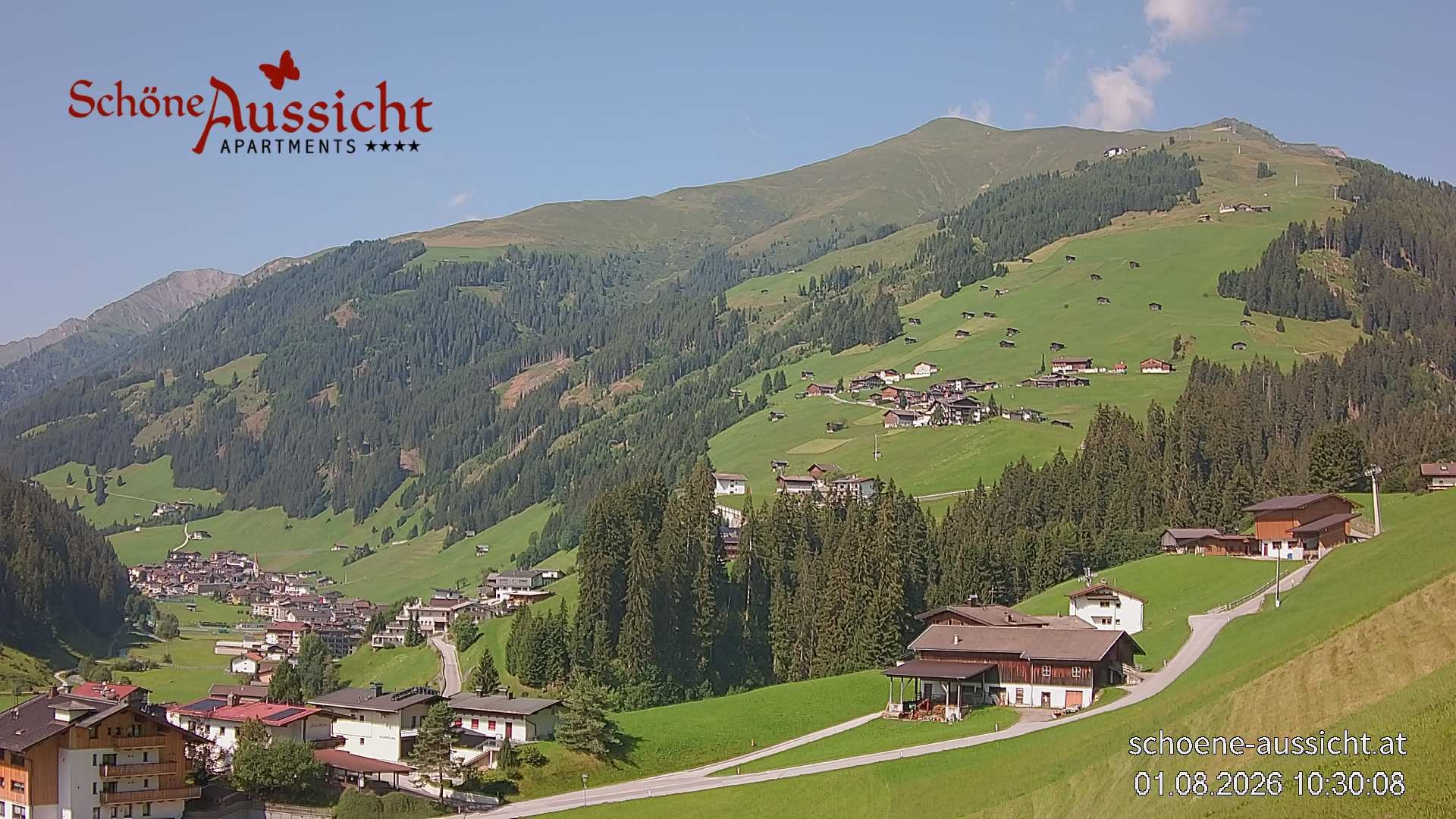 Archiv Foto Webcam Tux Lanersbach - Ausblick Appartements Schöne Aussicht