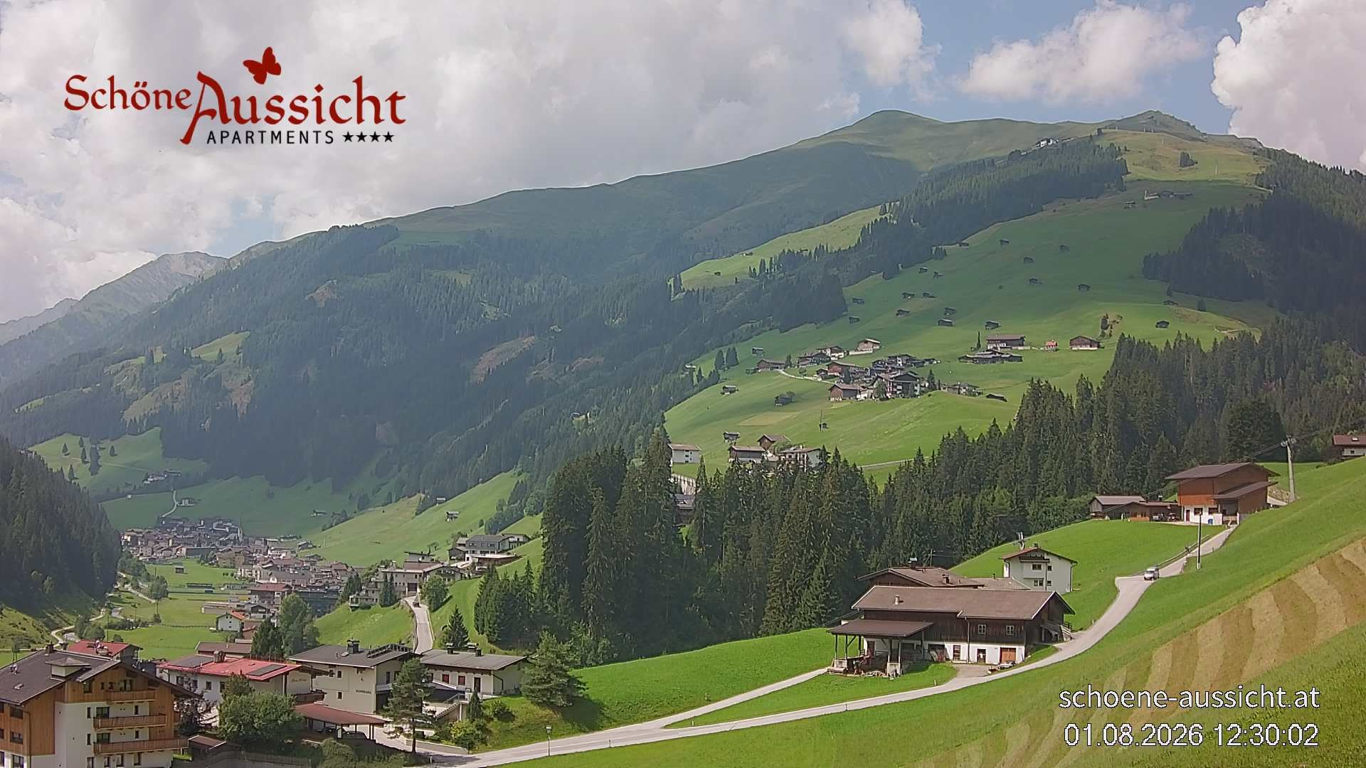 Archiv Foto Webcam Tux Lanersbach - Ausblick Appartements Schöne Aussicht