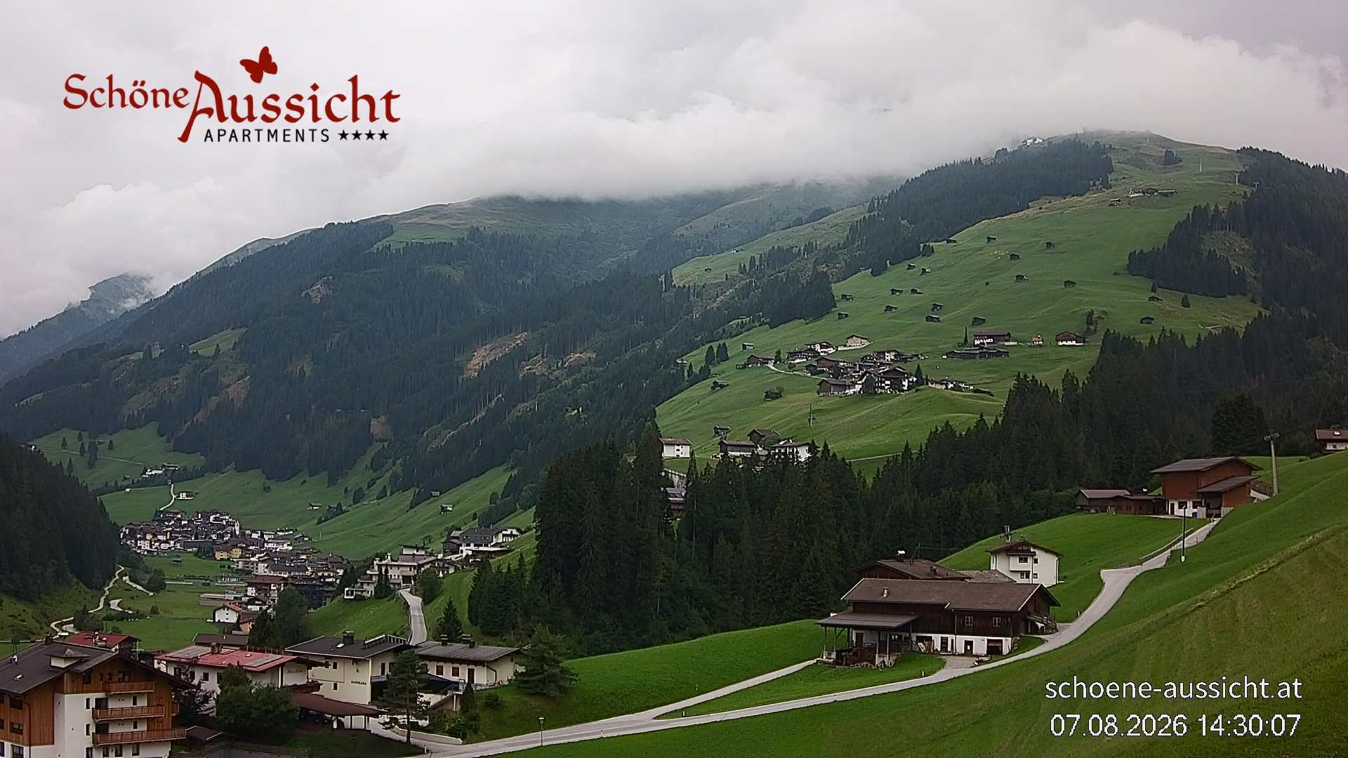 Archiv Foto Webcam Tux Lanersbach - Ausblick Appartements Schöne Aussicht