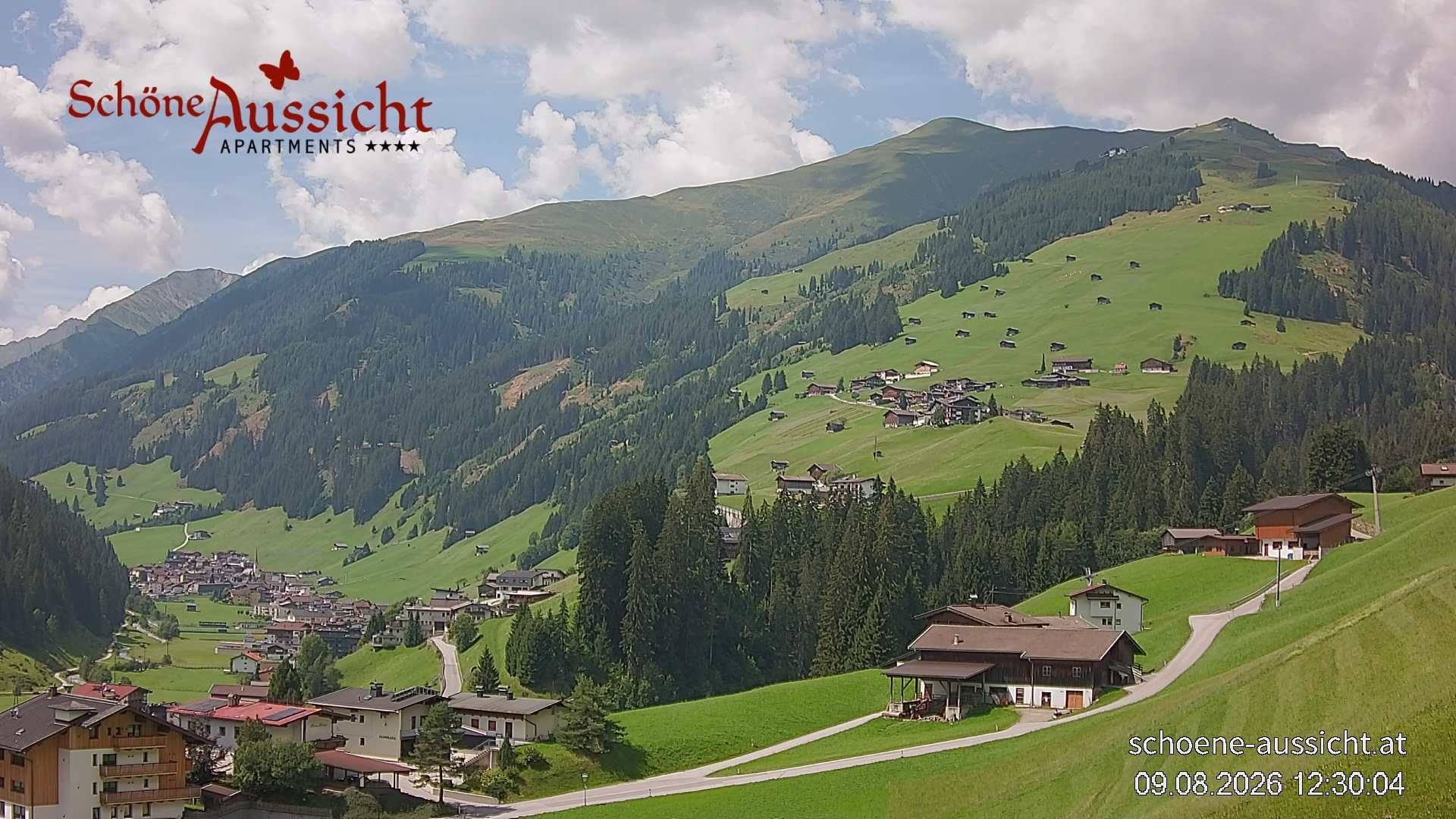 Archiv Foto Webcam Tux Lanersbach - Ausblick Appartements Schöne Aussicht