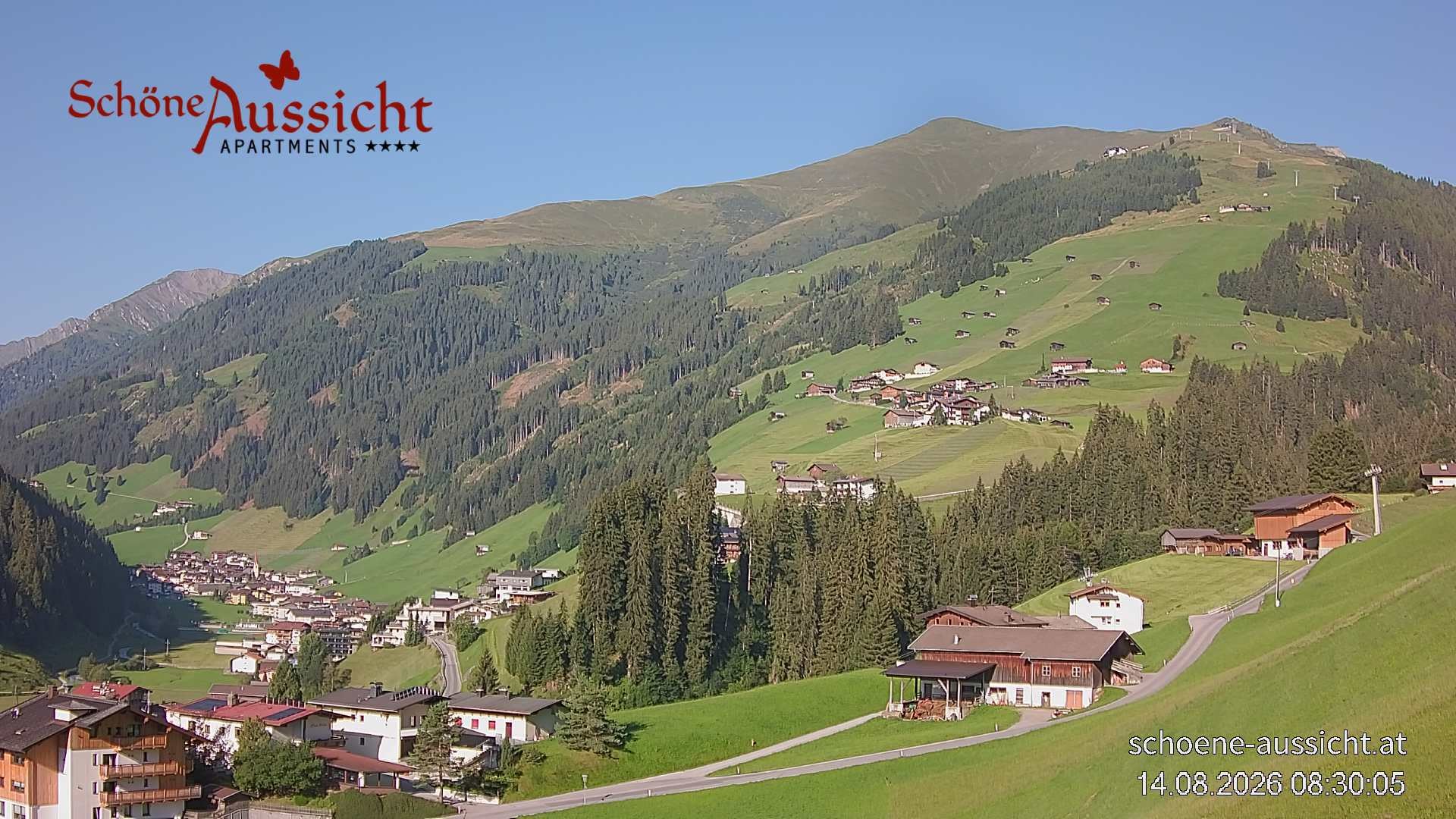 Archiv Foto Webcam Tux Lanersbach - Ausblick Appartements Schöne Aussicht
