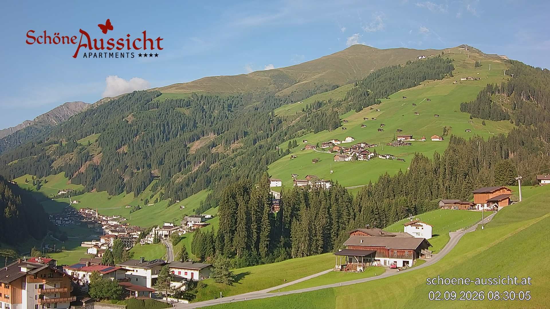 Archiv Foto Webcam Tux Lanersbach - Ausblick Appartements Schöne Aussicht